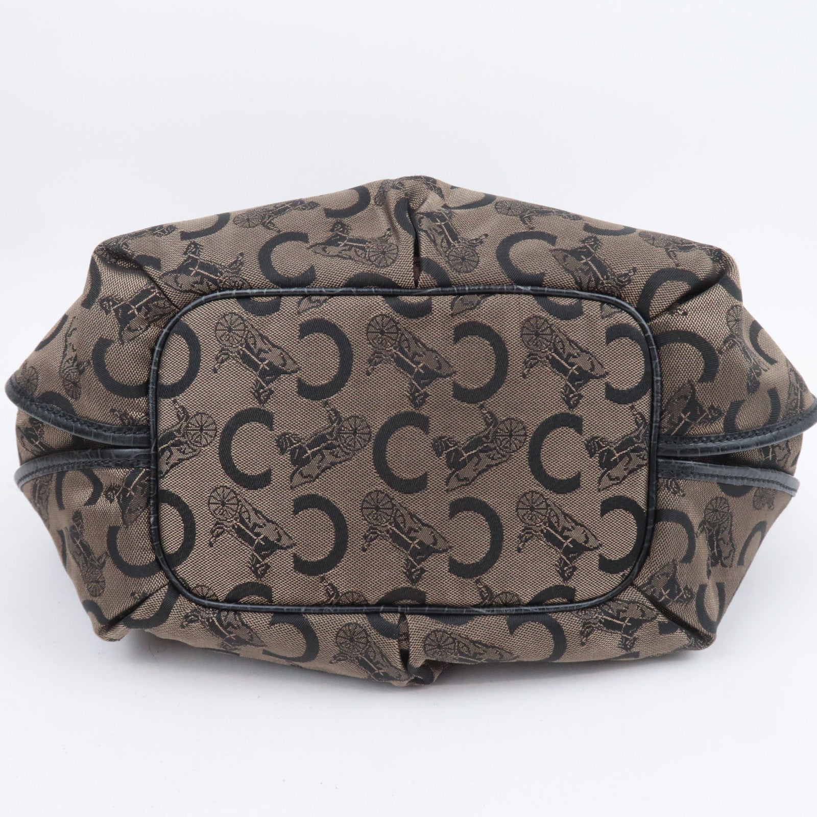 CELINE C Macadam Bittersweet Canvas Leather Shoulder Bag Brown Black