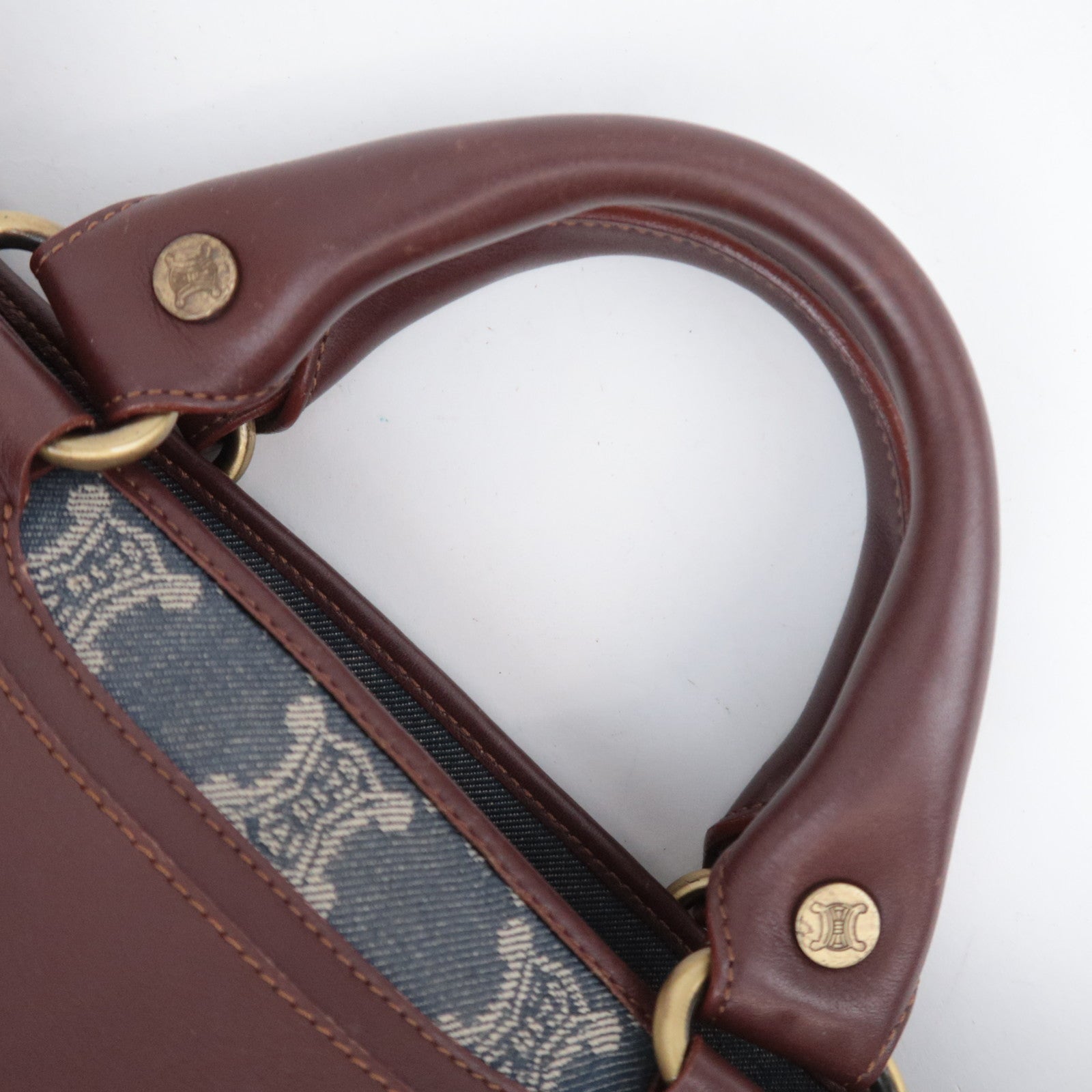 CELINE Paris Macadam Boogie Bag Denim Leather Handbag Navy