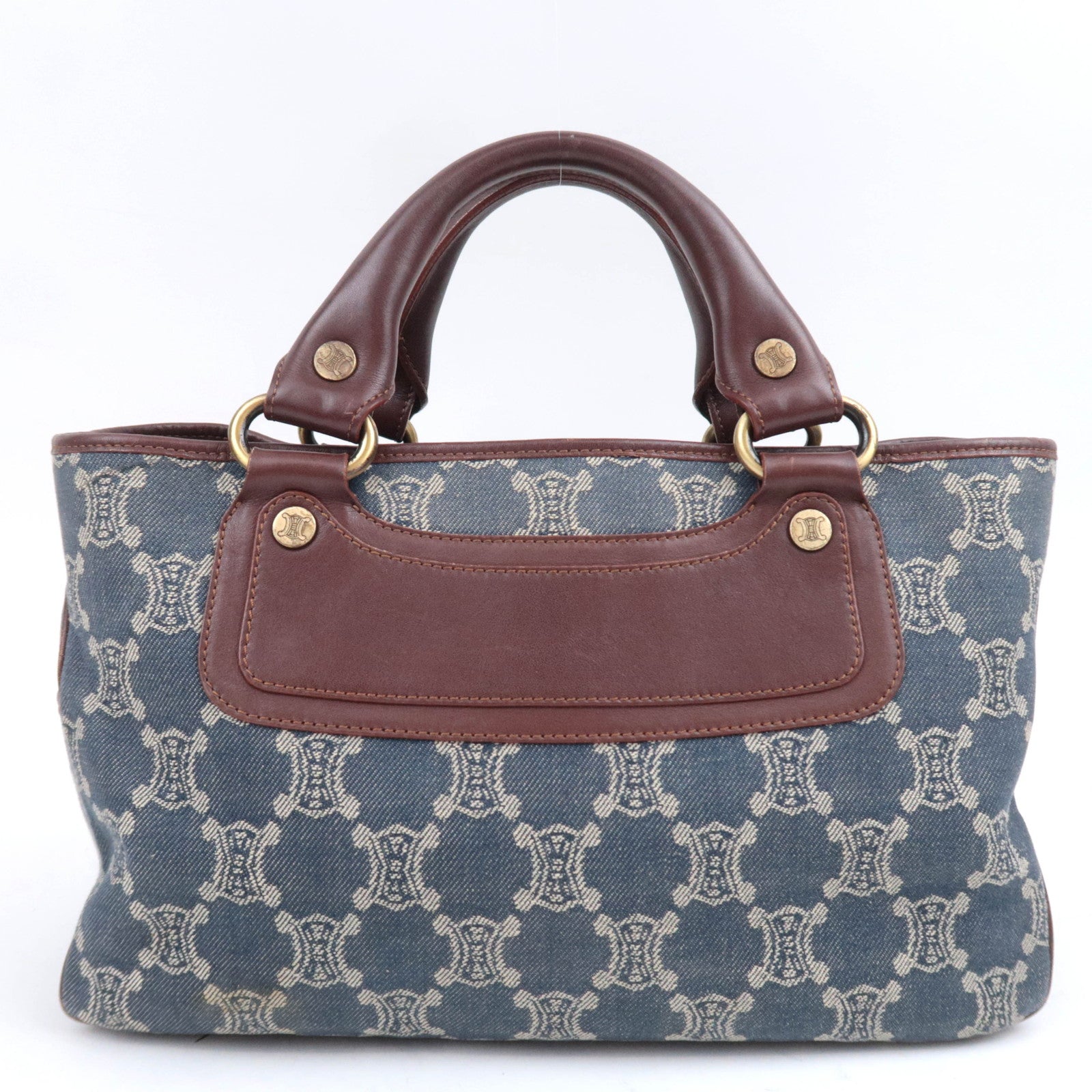 CELINE Paris Macadam Boogie Bag Denim Leather Handbag Navy