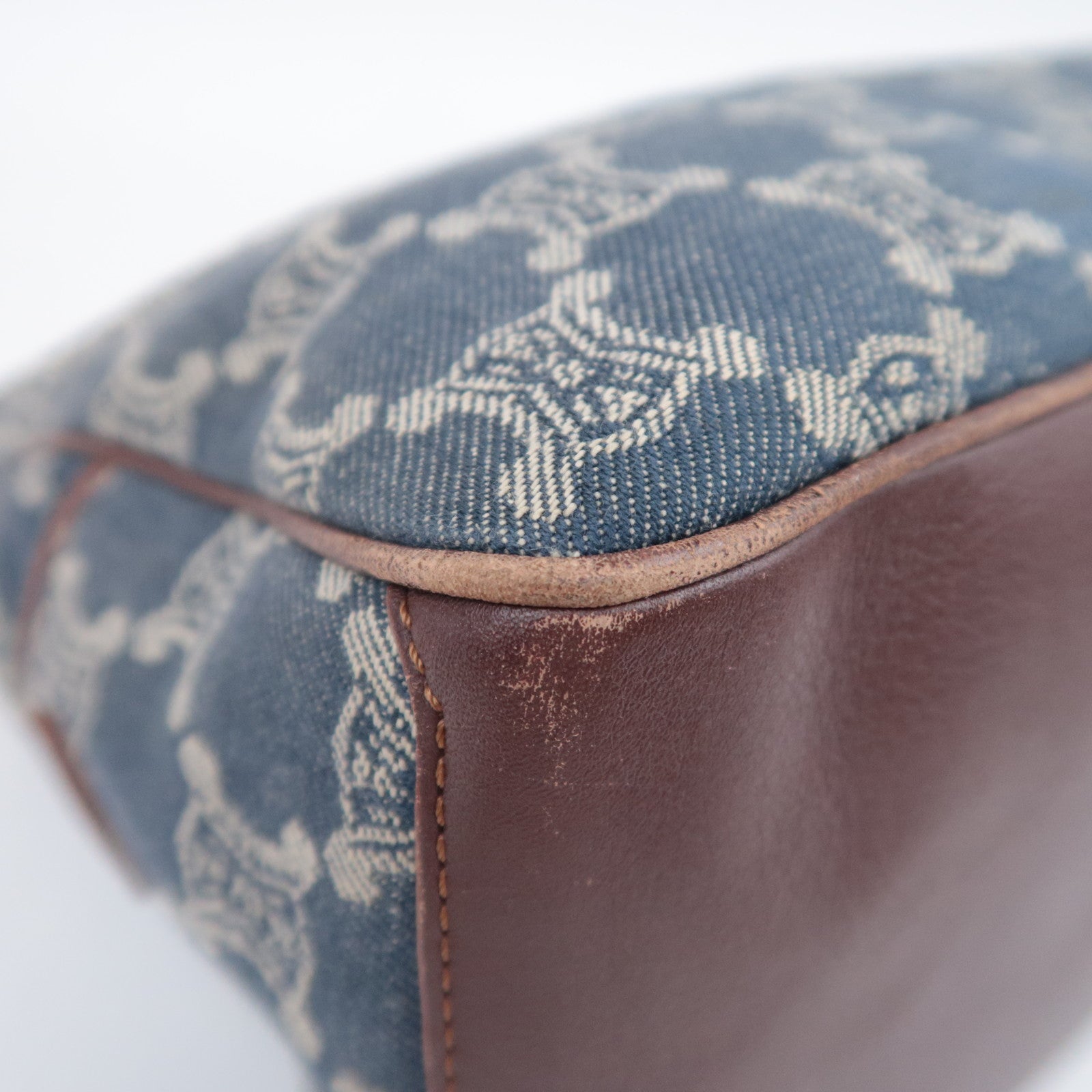 CELINE Paris Macadam Boogie Bag Denim Leather Handbag Navy
