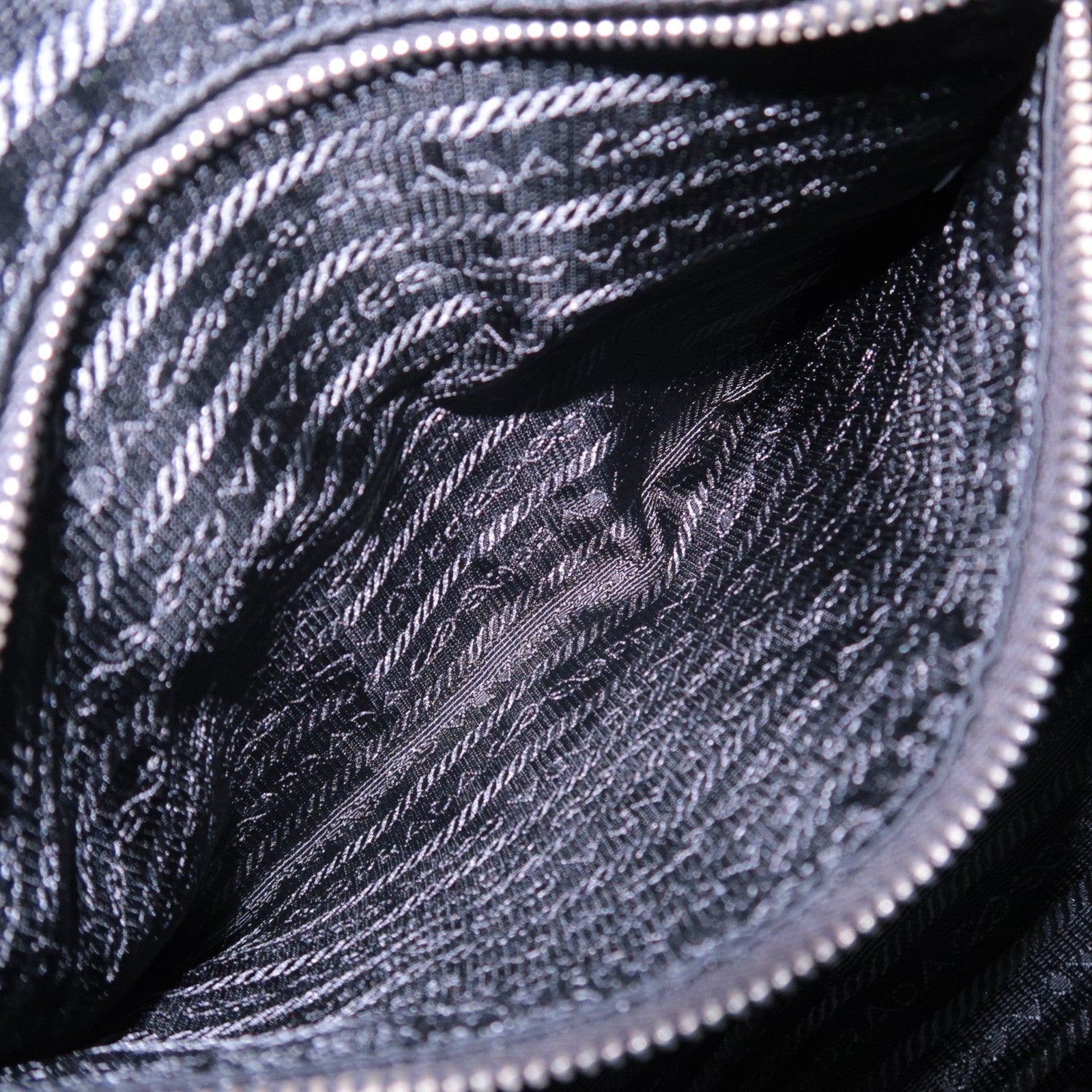 PRADA Nylon Leather Shoulder Bag Black Brown BR2347