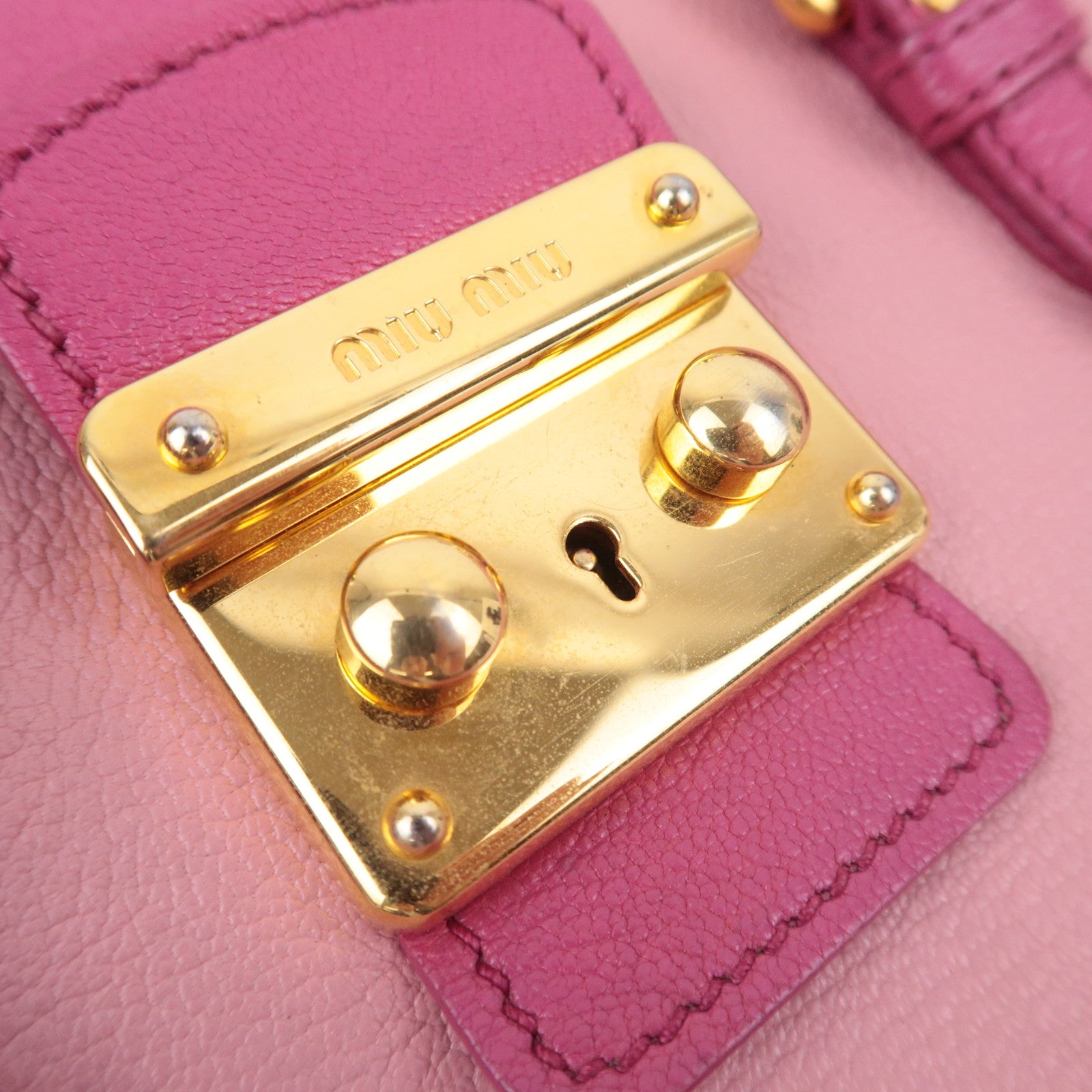 MIU MIU Madras Leather Handbag Pink