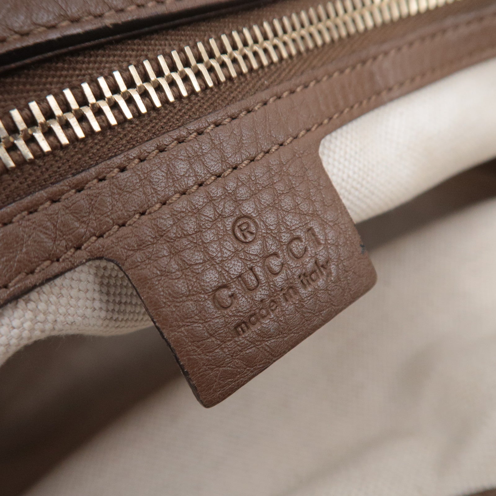 GUCCI Bamboo Shopper Medium 2Way Leather Handbag Brown 323660