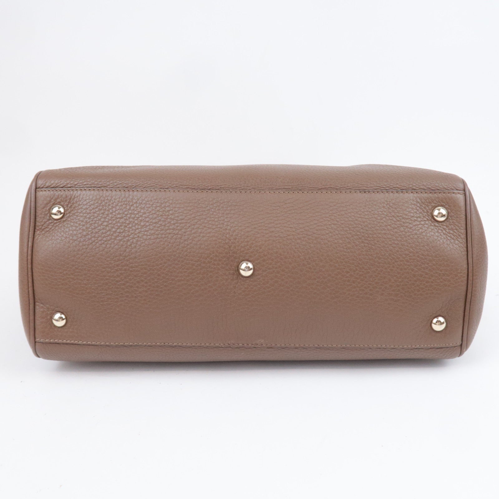 GUCCI Bamboo Shopper Medium 2Way Leather Handbag Brown 323660