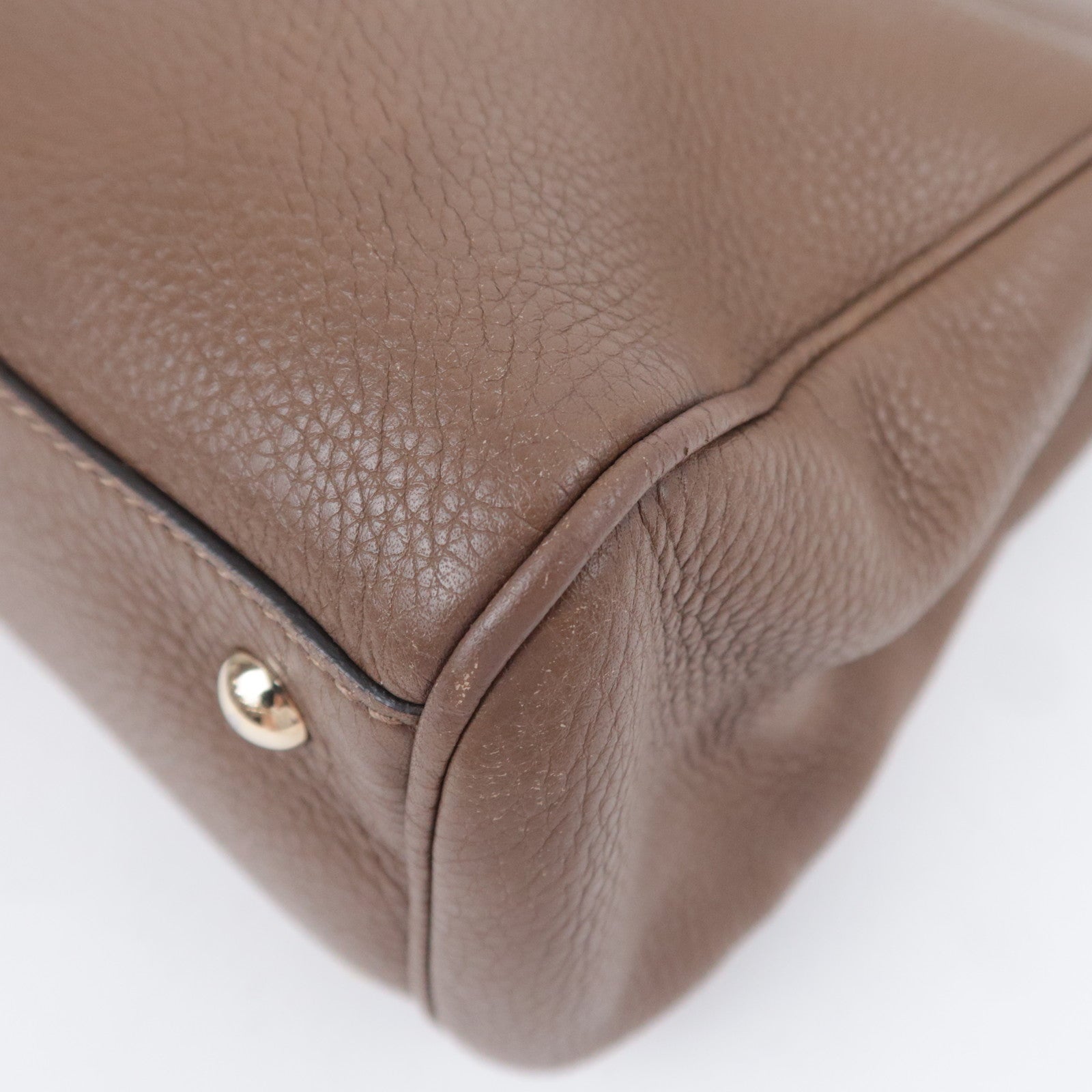 GUCCI Bamboo Shopper Medium 2Way Leather Handbag Brown 323660