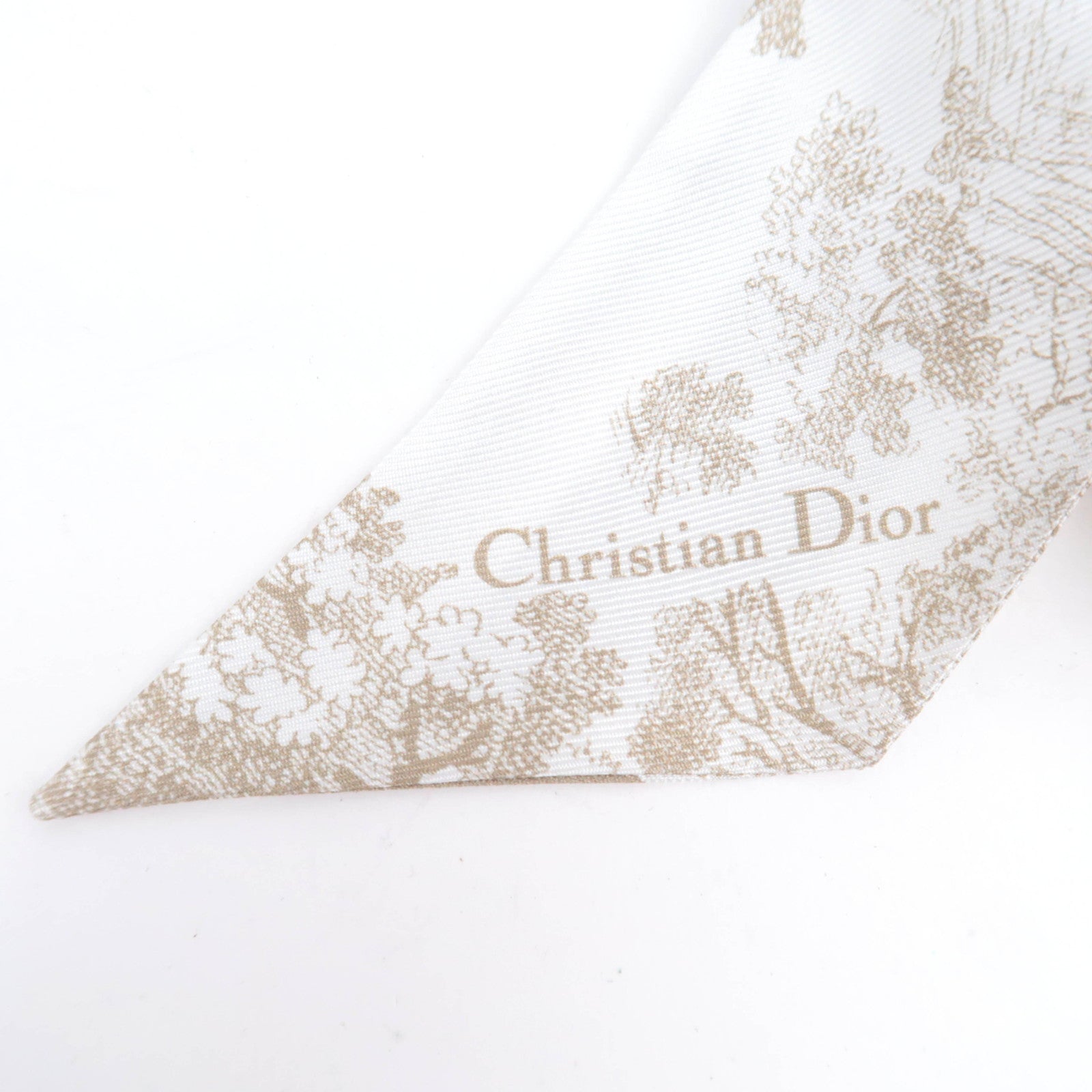 Christian Dior Mitzah Animal Print Scarf 100% Silk White Gold