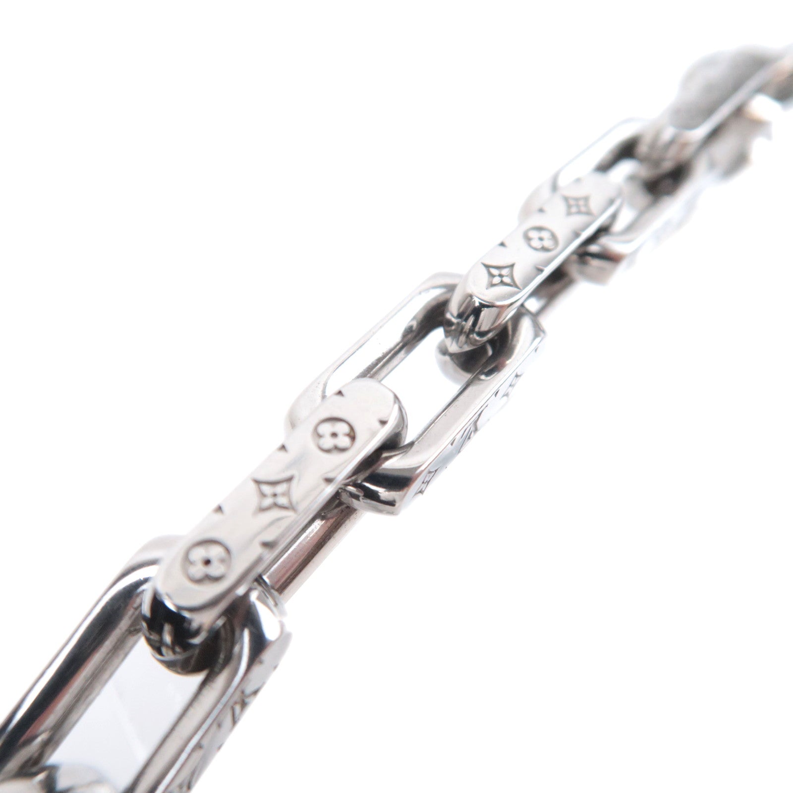 Louis Vuitton Collier Chain Monogram Necklace Silver Color M00307