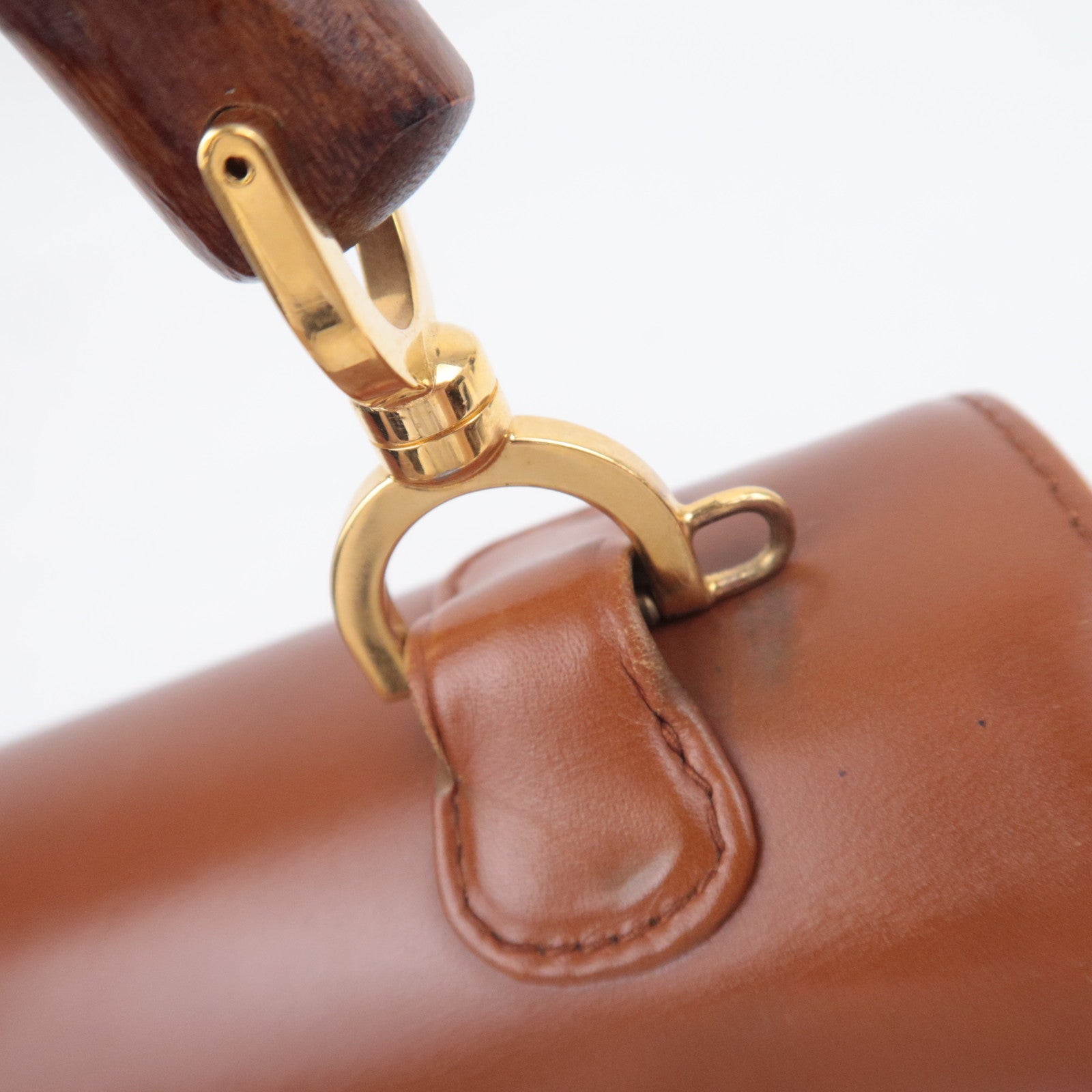 GUCCI Bamboo 2Way Leather Handbag Brown 000.2046.0633