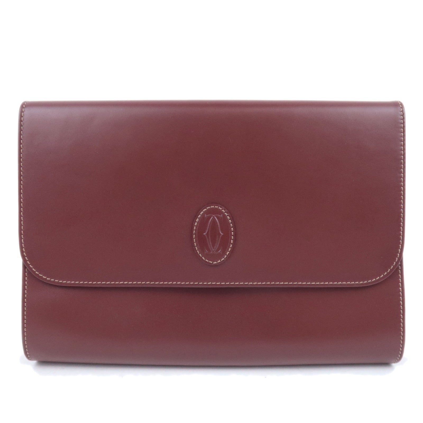 Cartier Must Line Leather Clutch Bag Bordeaux91076