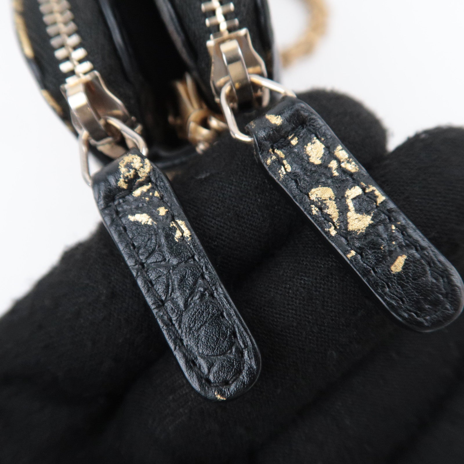 CHANEL 2.55 Reissue Graffiti Leather Chain Shoulder Bag Black Gold