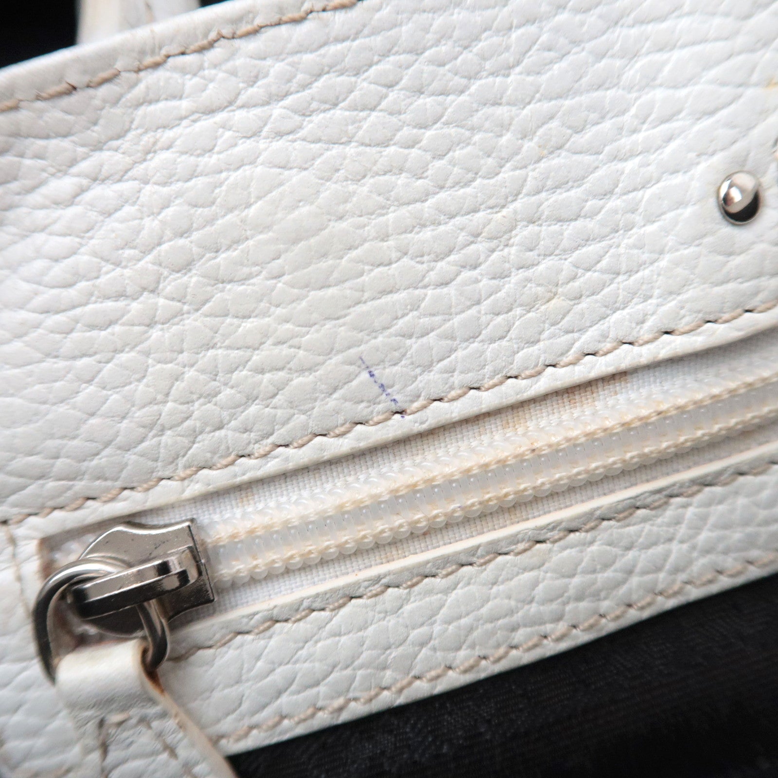 CELINE Paris Macadam Denim Leather Tote Bag Gray White