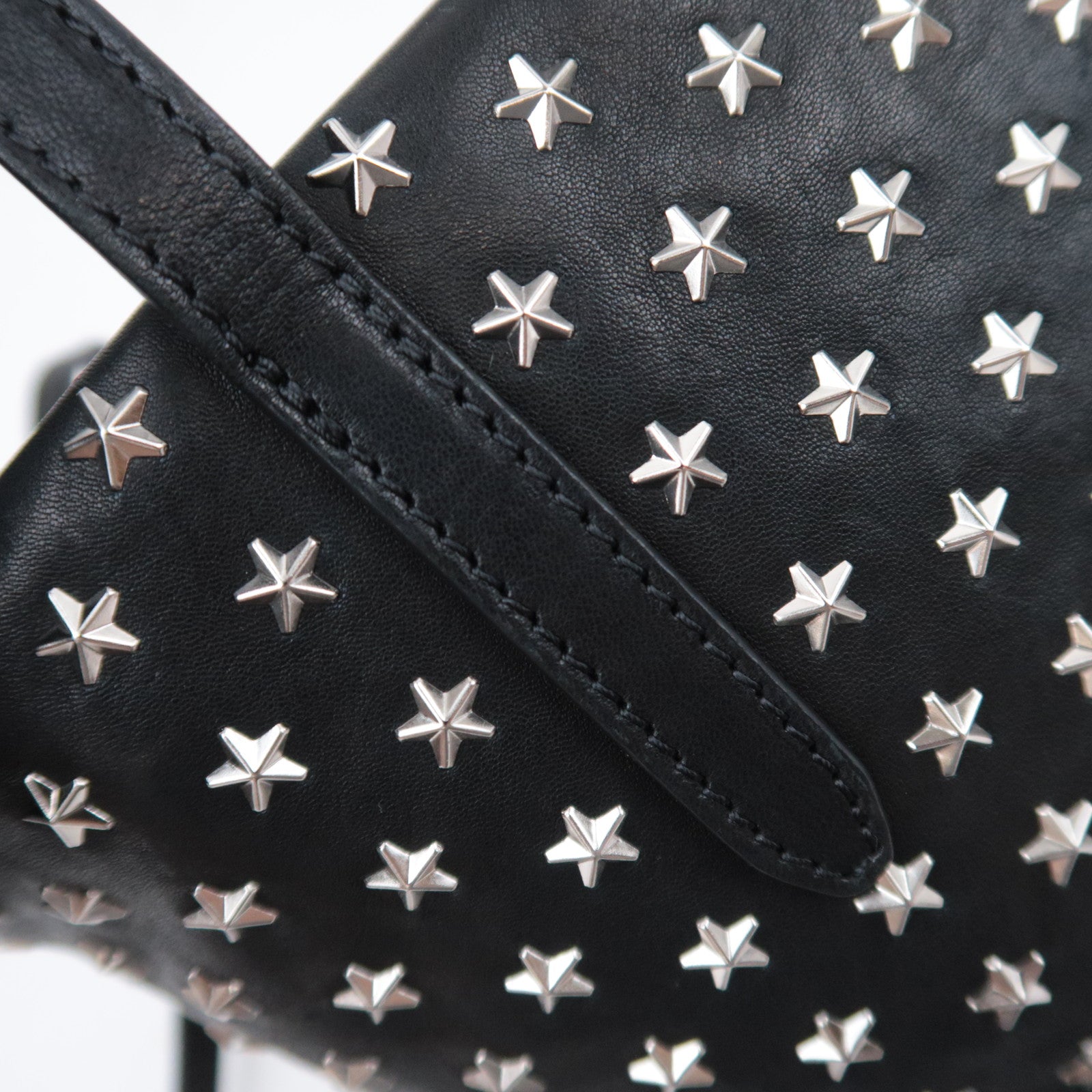 JIMMY CHOO Star Studs 2Way Leather Handbag Black