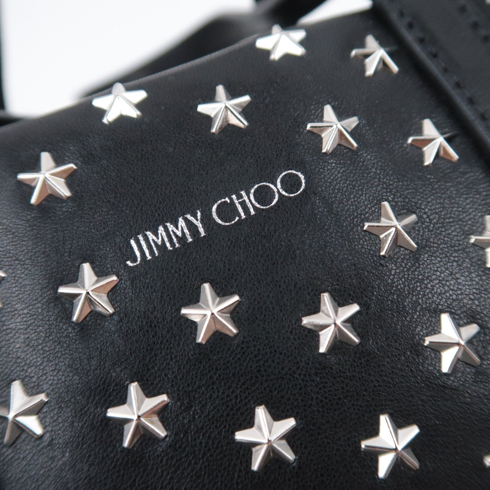 JIMMY CHOO Star Studs 2Way Leather Handbag Black