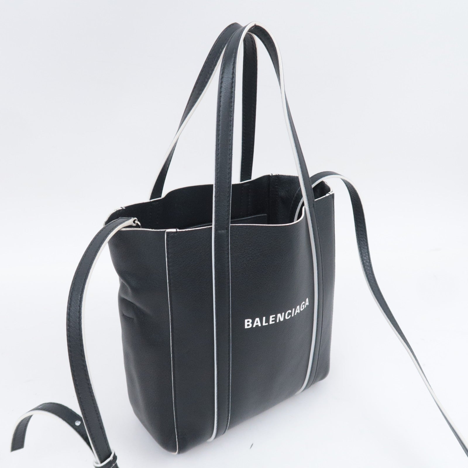 BALENCIAGA Everyday Tote XXS 2Way Leather Hand Bag Black 551815