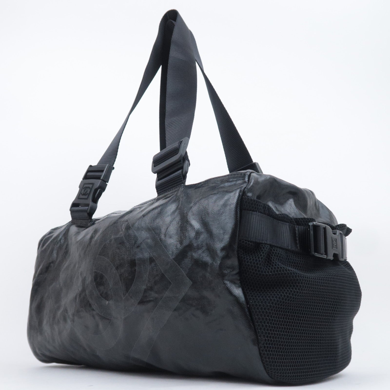 CHANEL Chanel Sports Boston Bag Coated Canvas Black