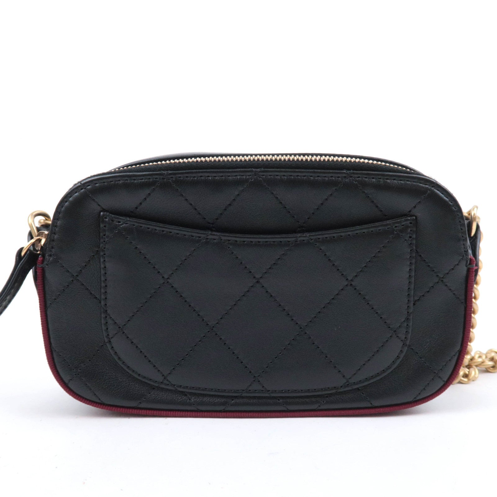 CHANEL Matelasse Camera Bag Leather Chain Shoulder Bag Black Mix HDW A57574