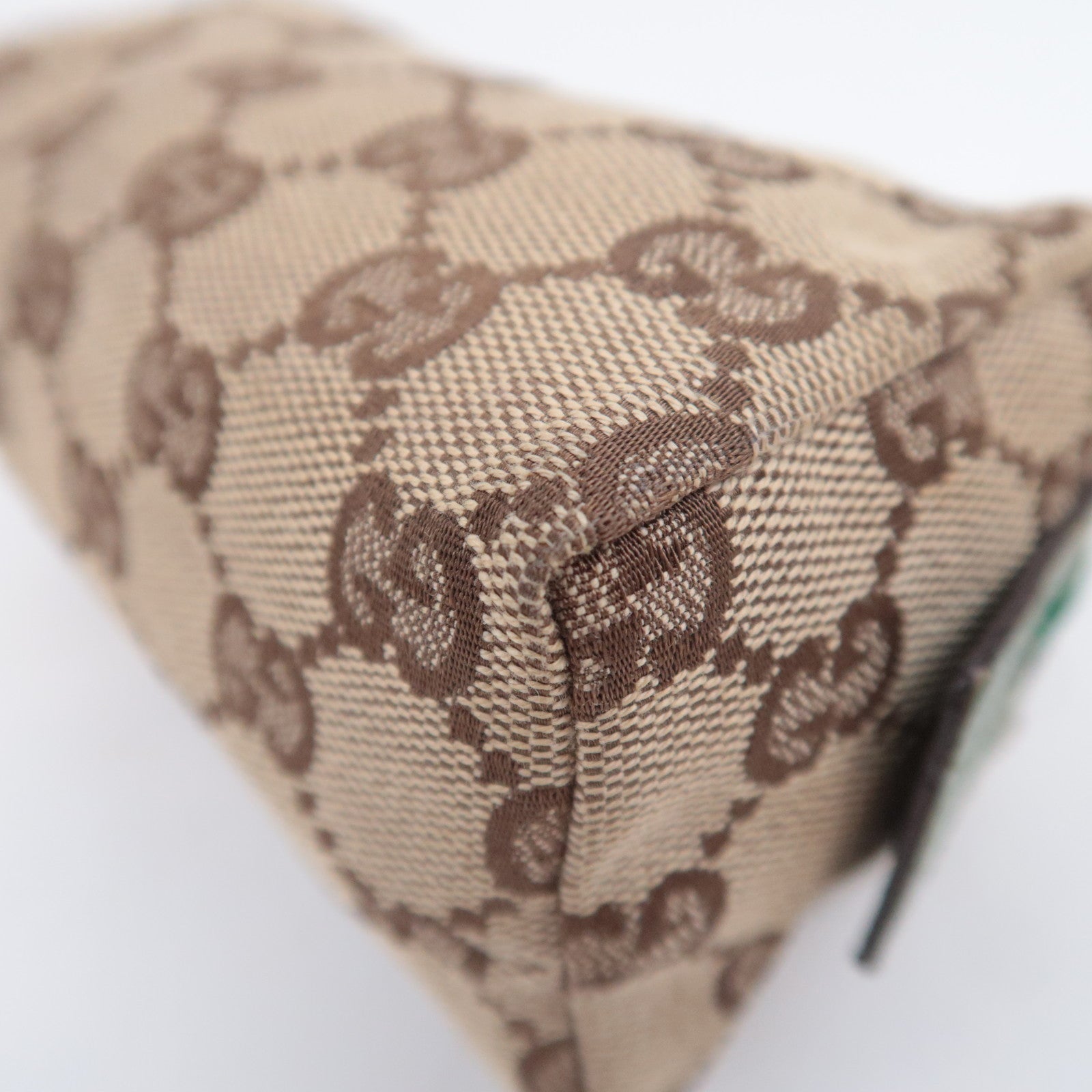 GUCCI GG Canvas Small Cosmetic Pouch Beige Green 29596