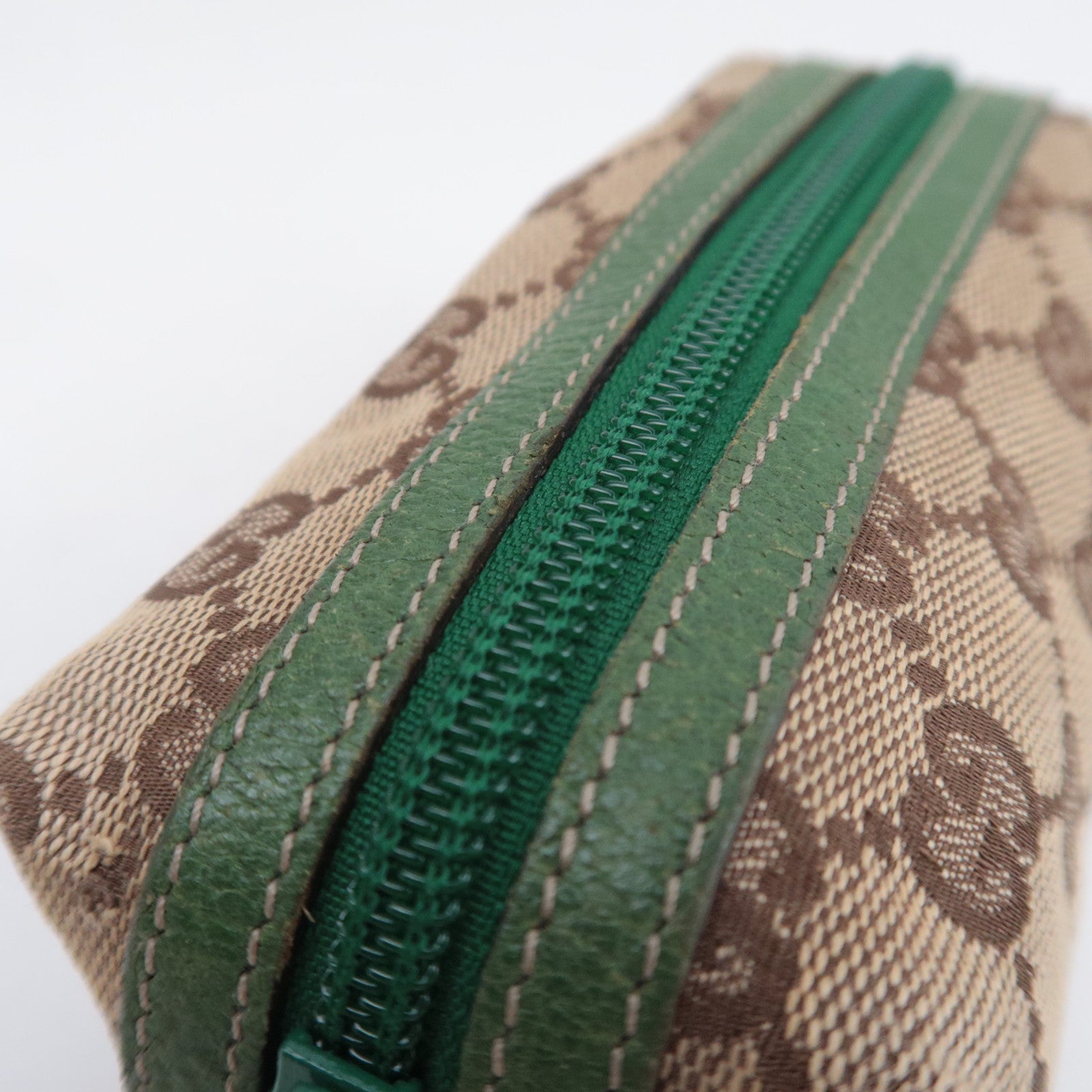 GUCCI GG Canvas Small Cosmetic Pouch Beige Green 29596