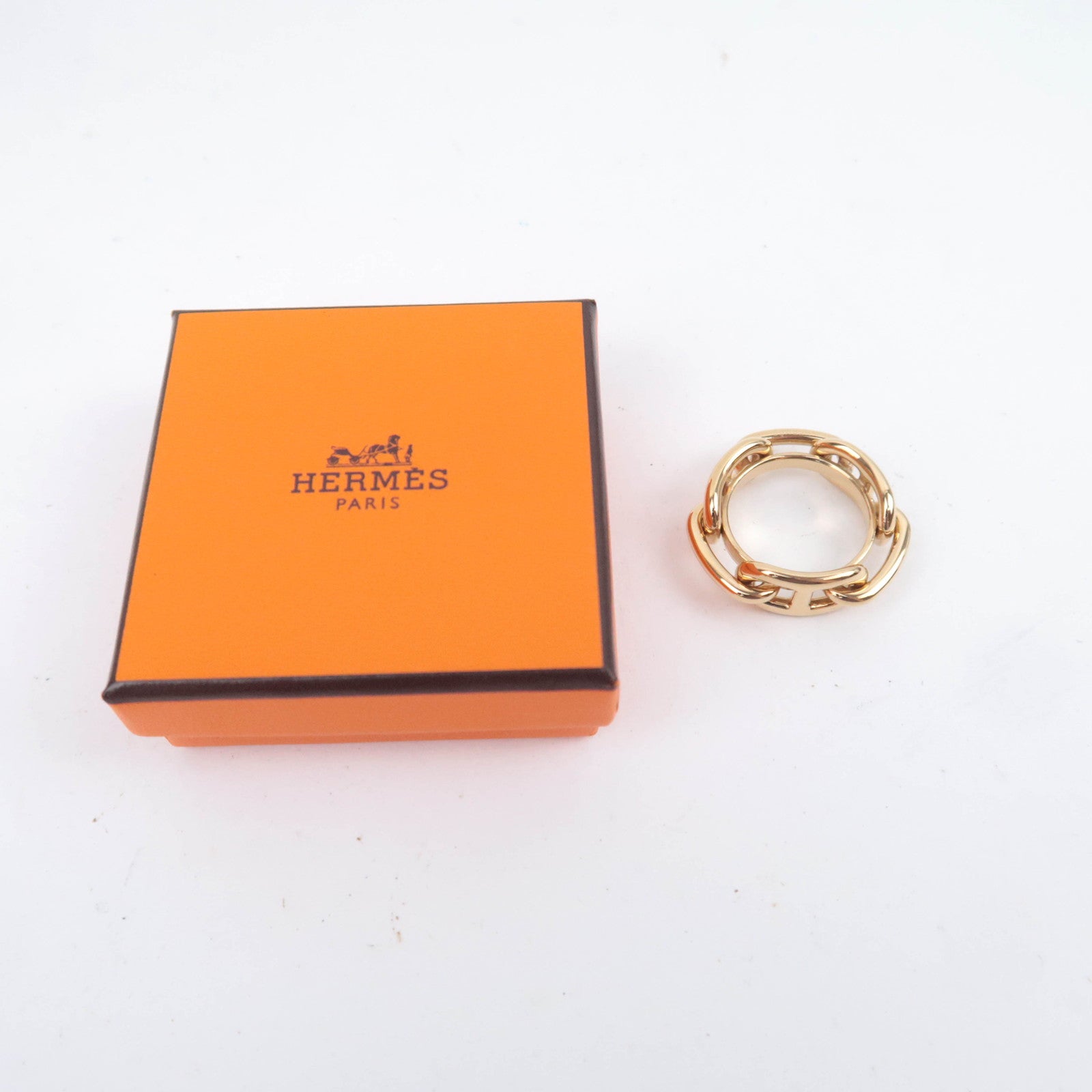 HERMES Chaine D'Ancre Scarf Ring Gold Color