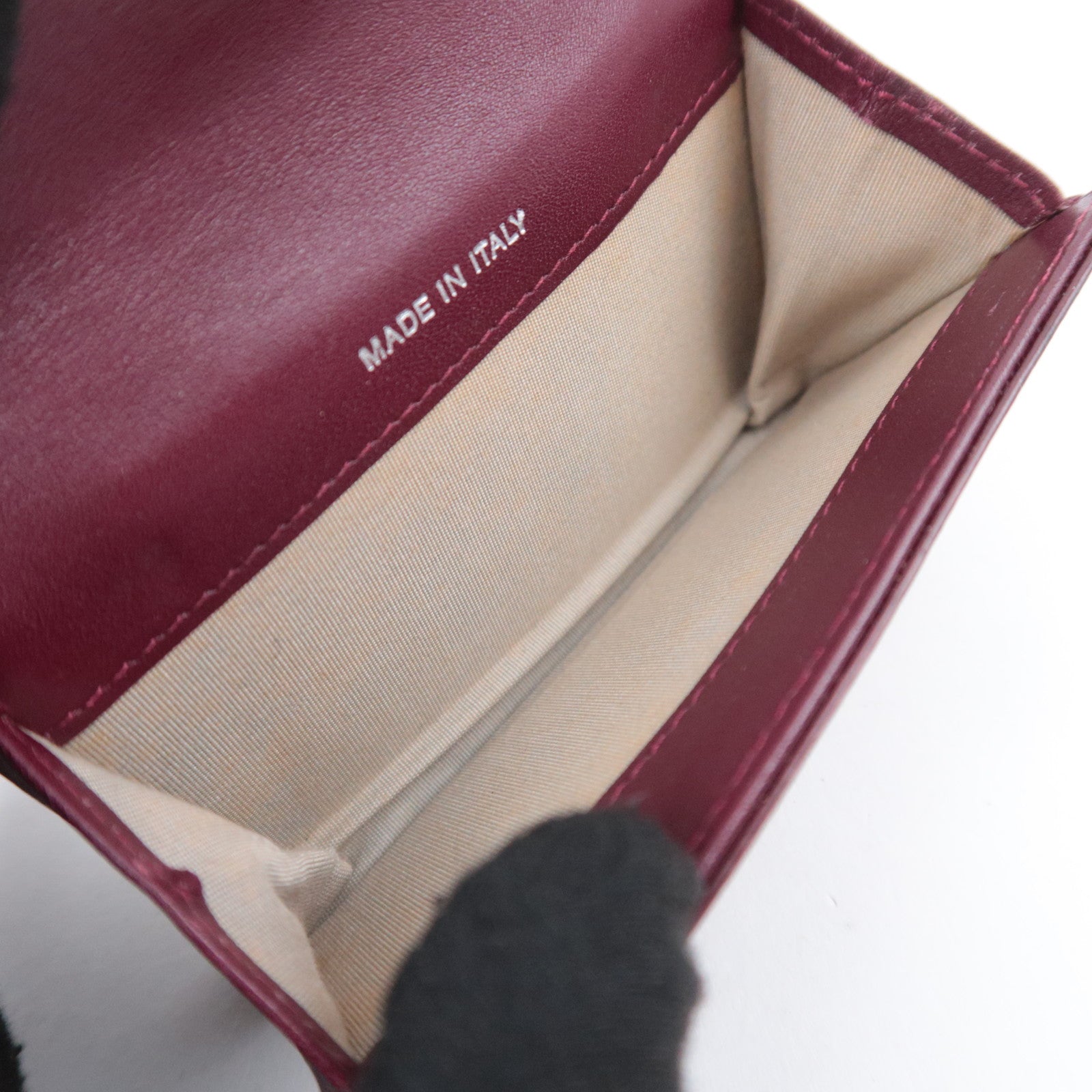 CHANEL Coco Mark Brilliant Matelasse Patent Coin Case Burgundy