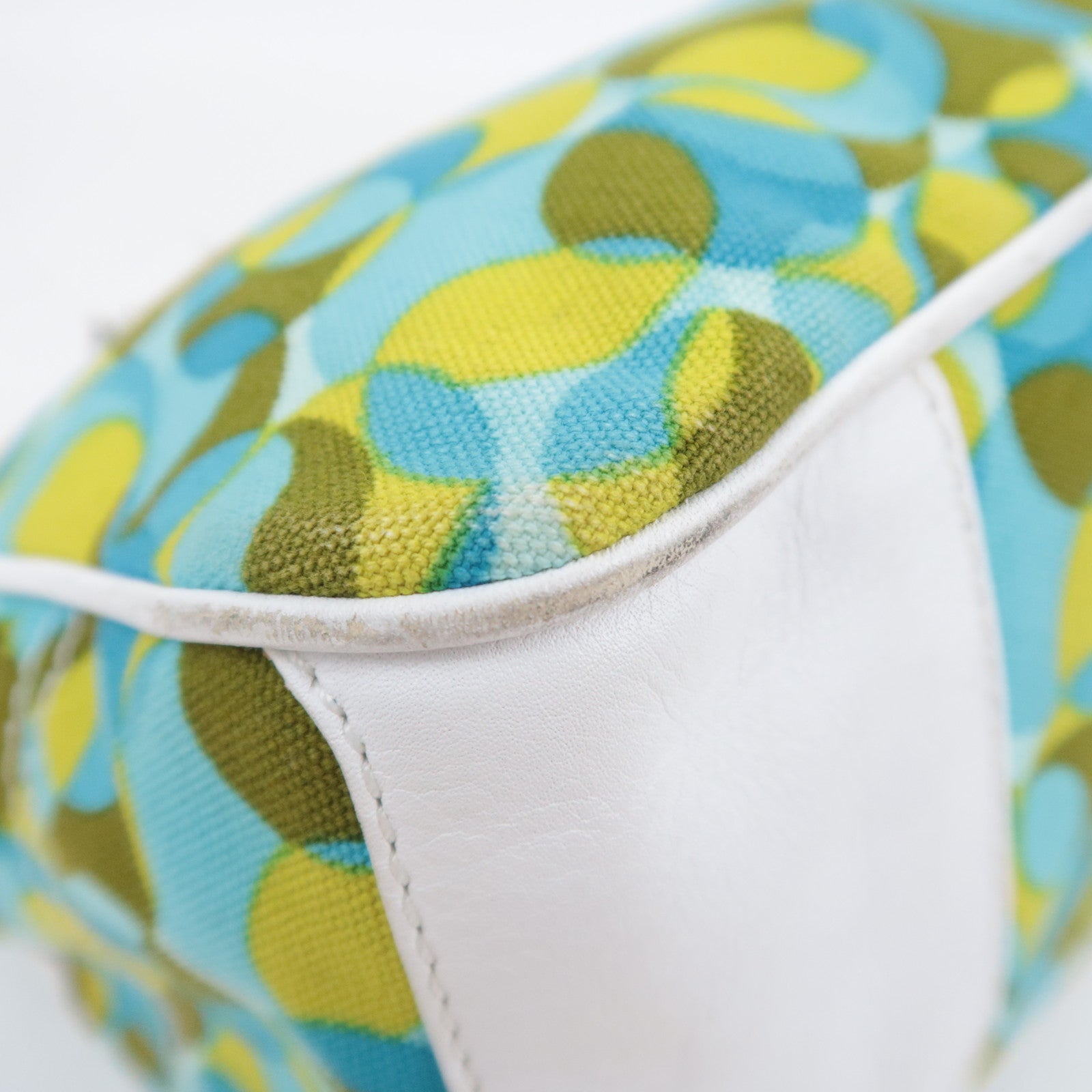 CELINE Boogie Bag Geometry Pirnt Canvas Leather Handbag Blue Yellow White