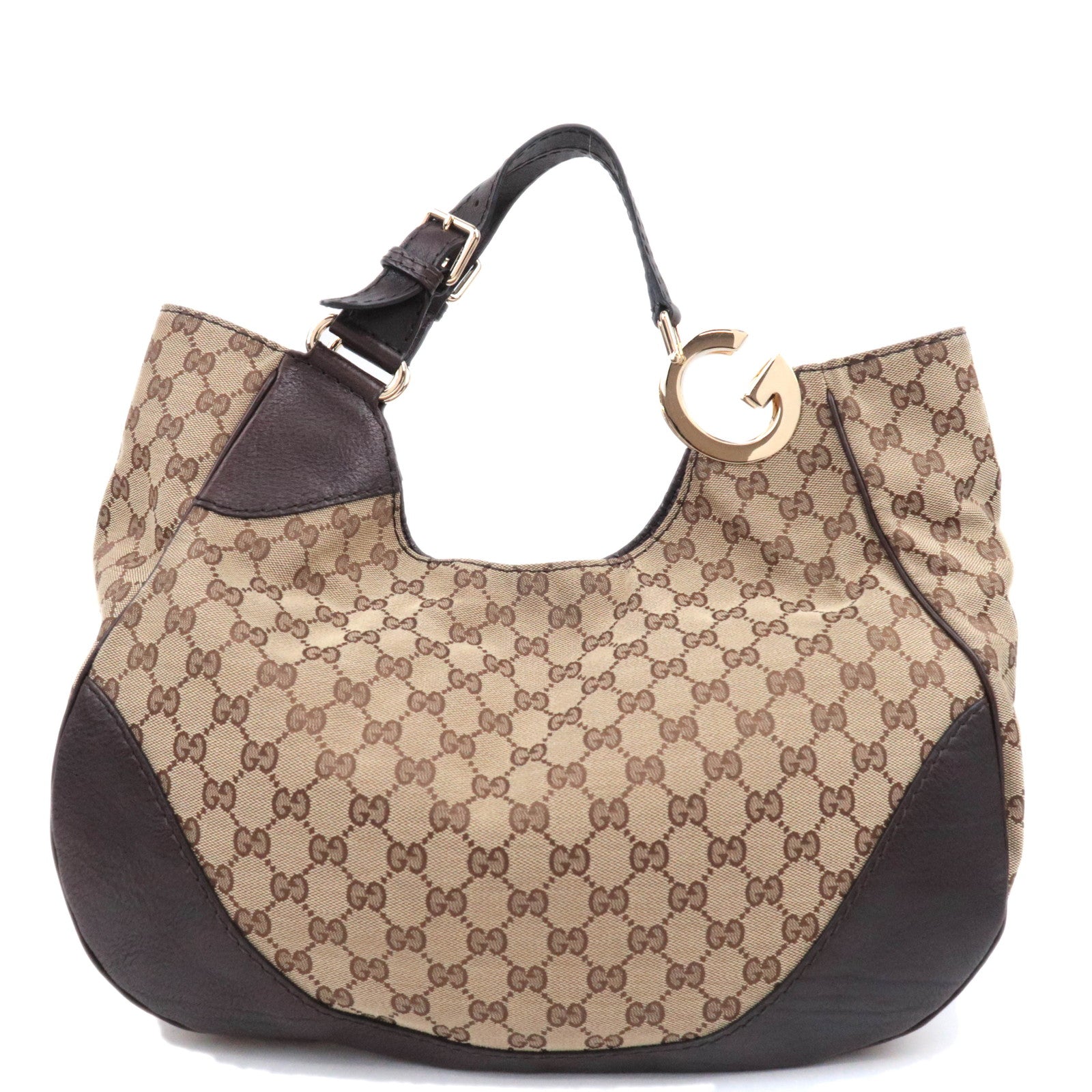 GUCCI Charlotte GG Canvas Shoulder Bag Beige Brown 20350491130