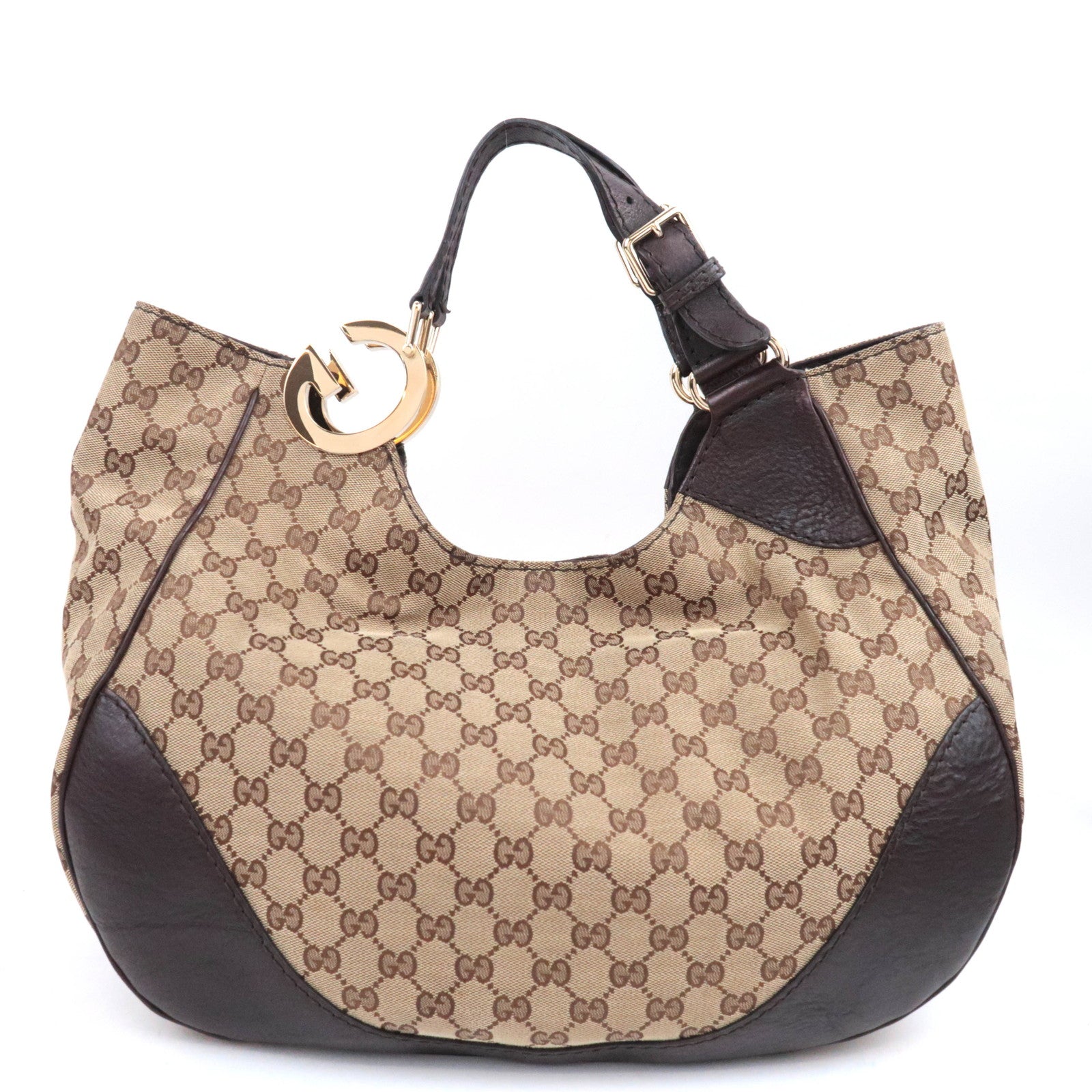 GUCCI Charlotte GG Canvas Shoulder Bag Beige Brown 203504