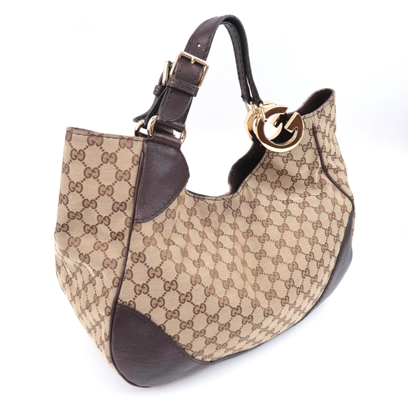 GUCCI Charlotte GG Canvas Shoulder Bag Beige Brown 203504