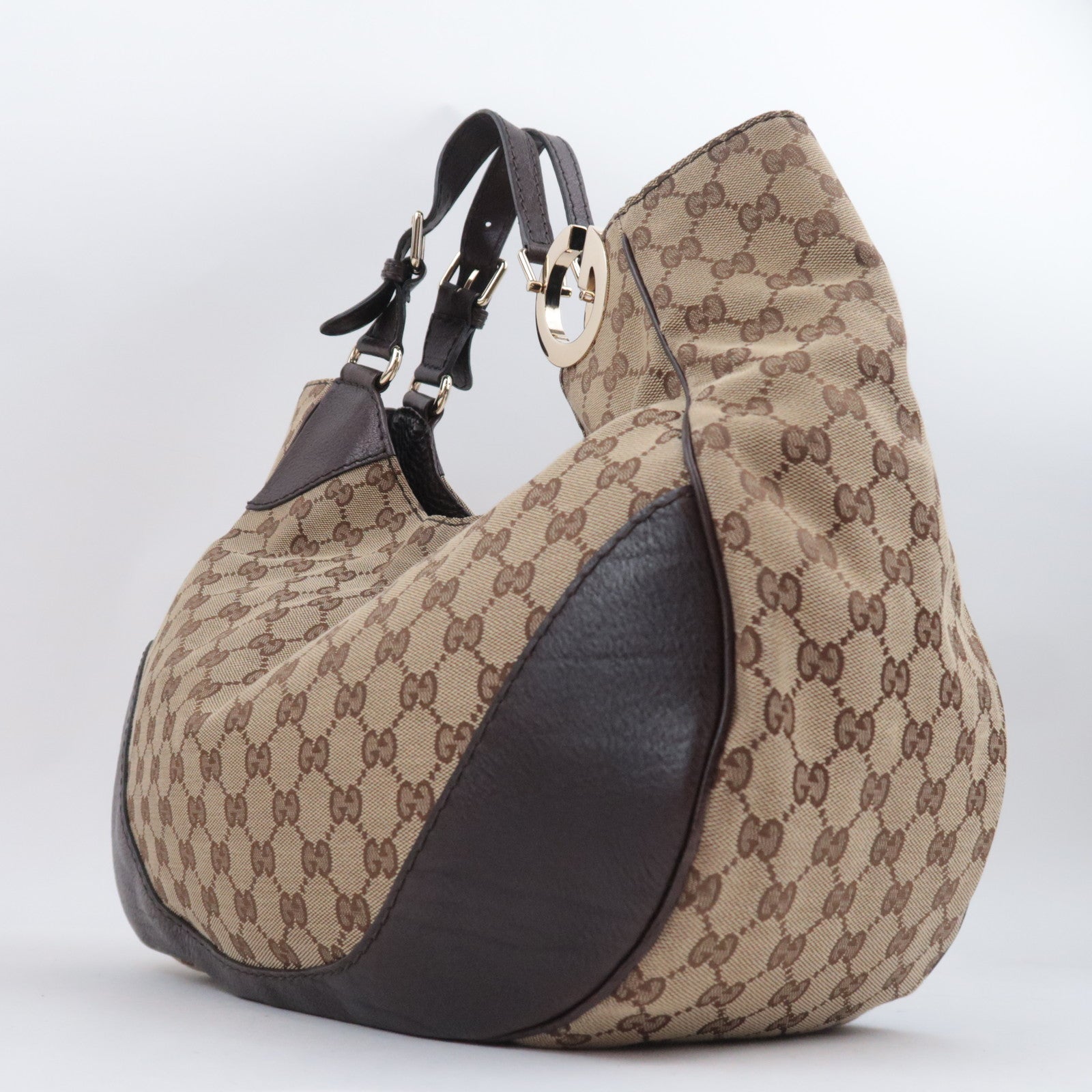 GUCCI Charlotte GG Canvas Shoulder Bag Beige Brown 203504
