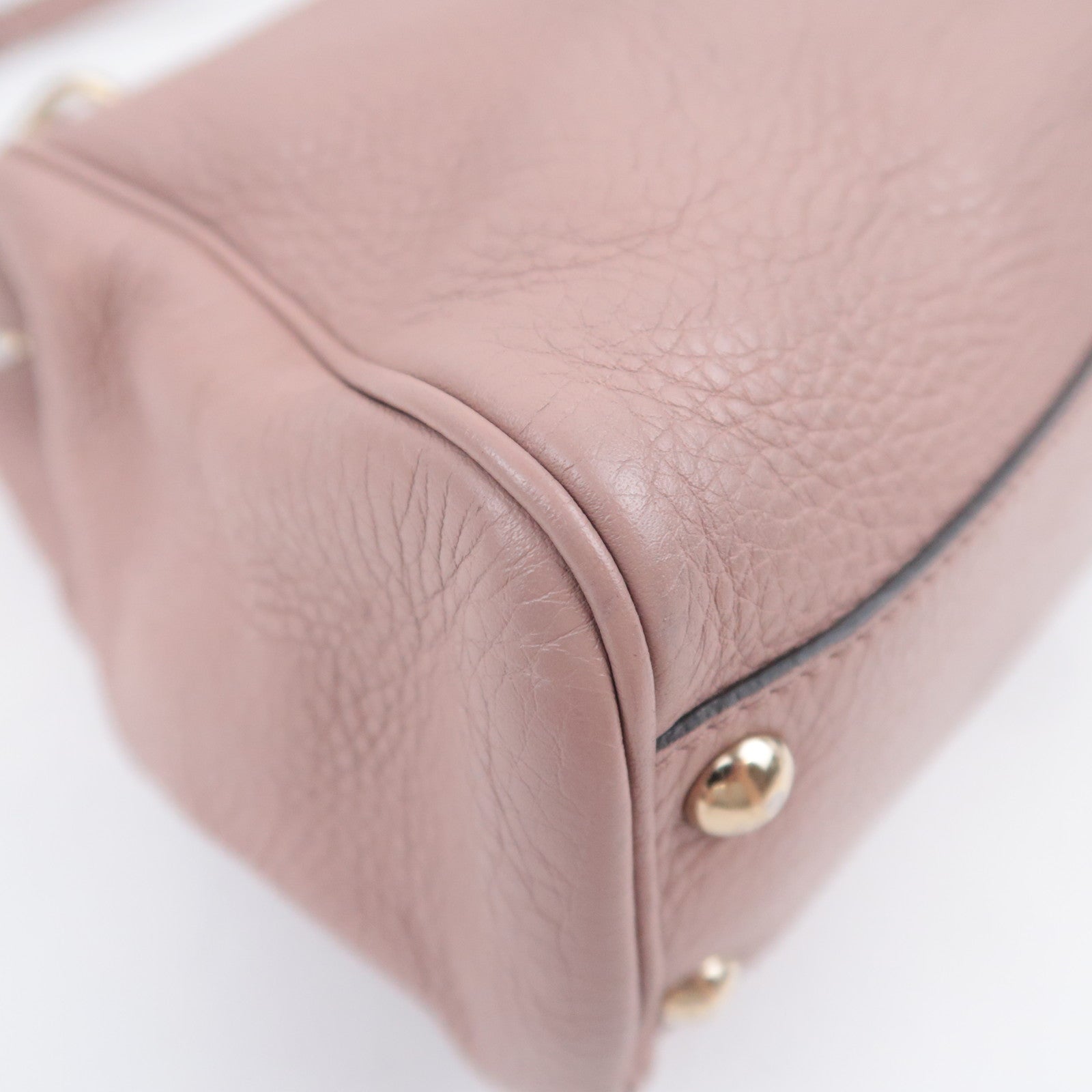 GUCCI Bamboo Shopper Small 2Way Leather Handbag Pink Beige 336032
