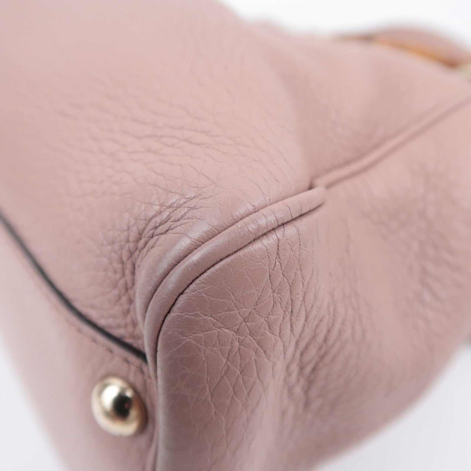 GUCCI Bamboo Shopper Small 2Way Leather Handbag Pink Beige 336032