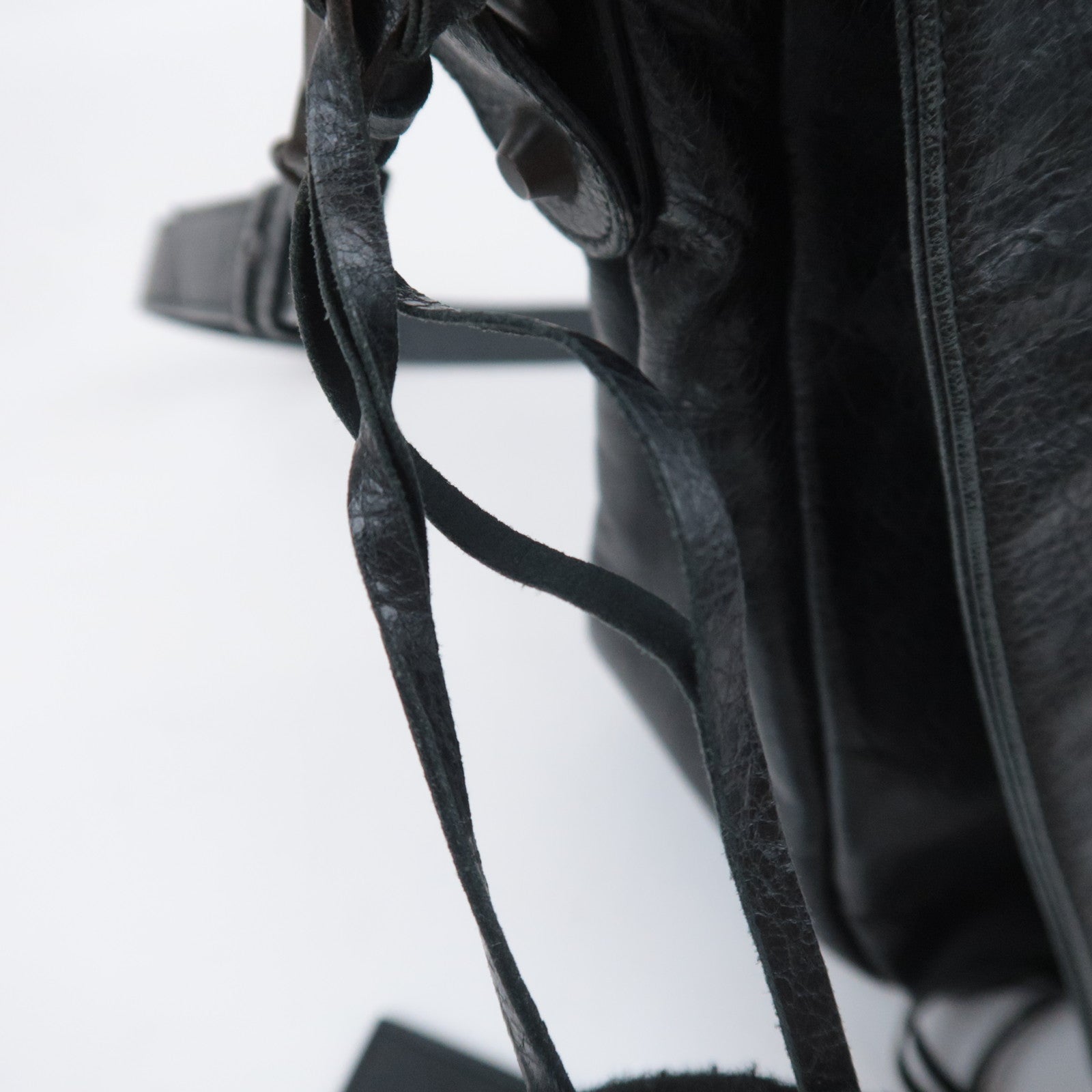 BALENCIAGA The Folk Leather Shoulder Bag Black 246432