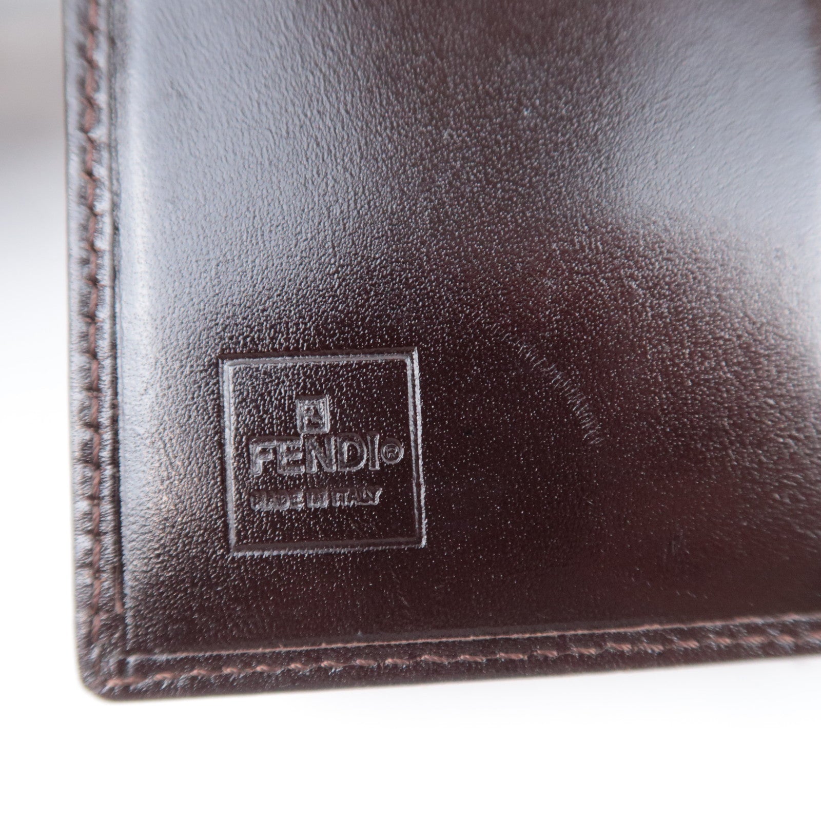 FENDI Zucca Canvas Leather Kiss Lock Wallet Brown Black 01692