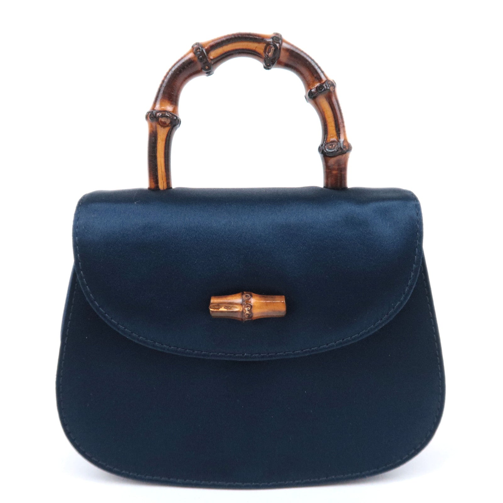 GUCCI Bamboo Mini Satin Handbag Navy 005.109.025991189