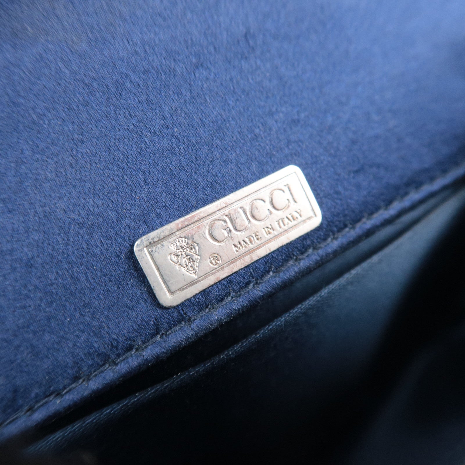 GUCCI Bamboo Mini Satin Handbag Navy 005.109.0259