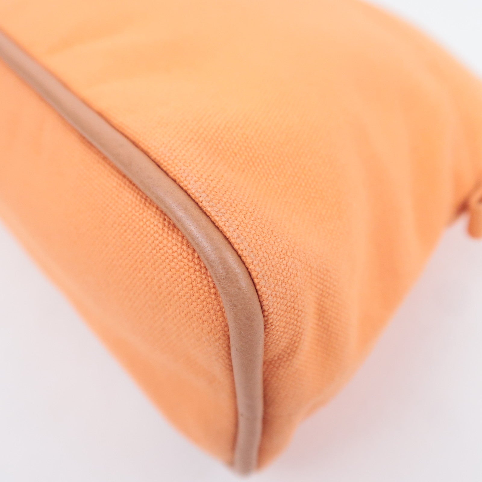 HERMES Bolide Pouch MM (25) Canvas Leather Cosmetic Pouch Orange