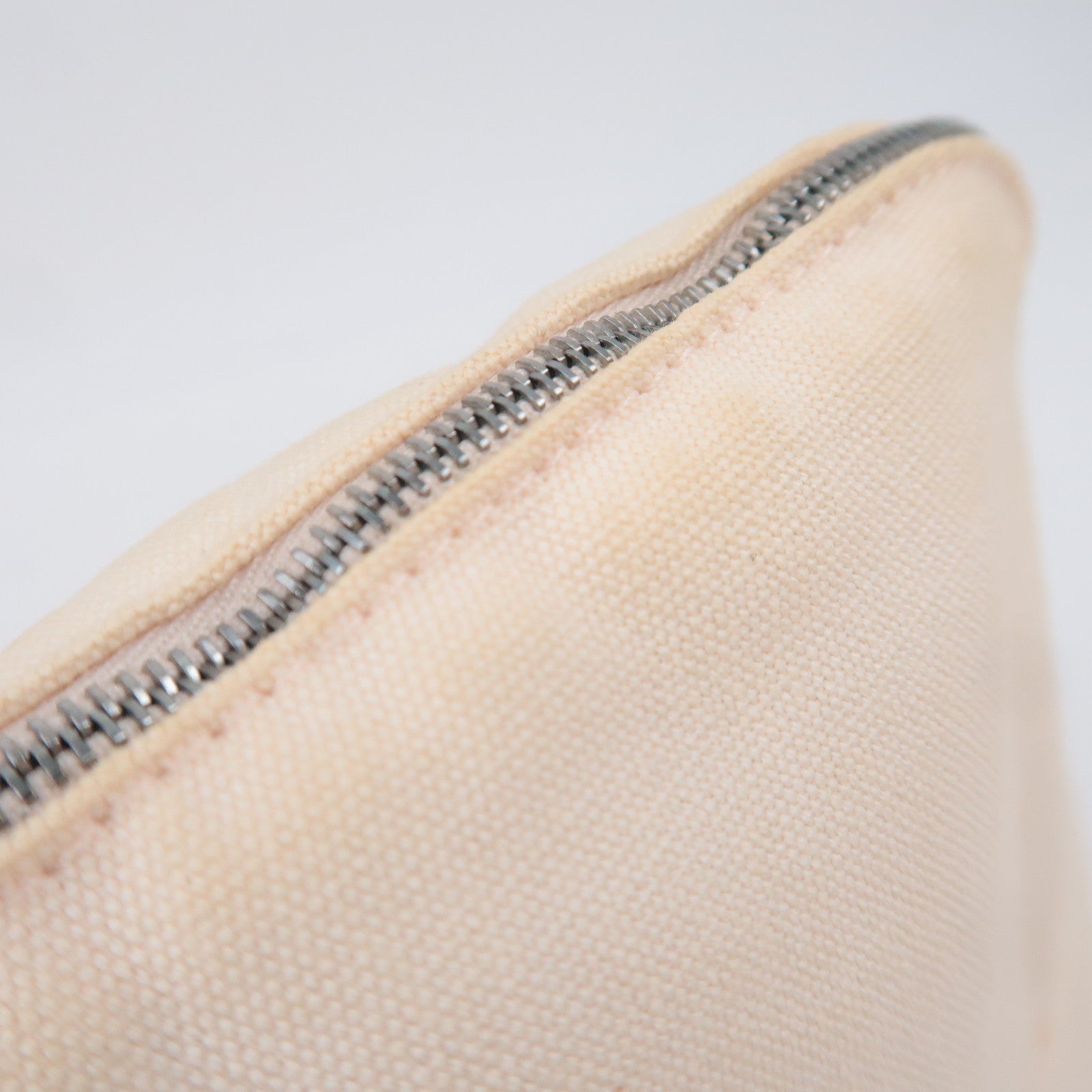 HERMES Bolide Pouch TGM (34) Canvas Leather Clutch Bag Ivory