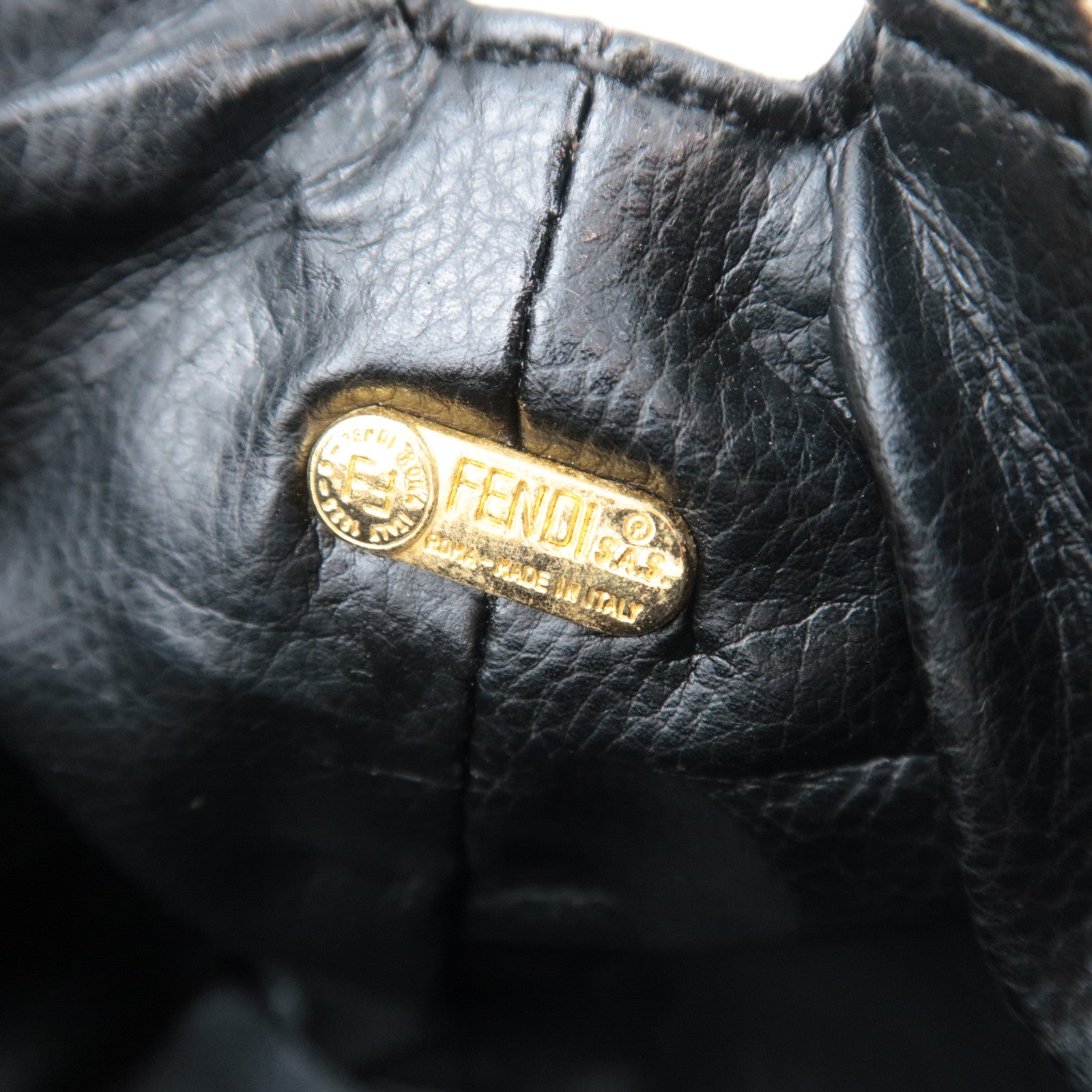 FENDI Zucca Canvas Leather Mini Handbag Brown Black 26360