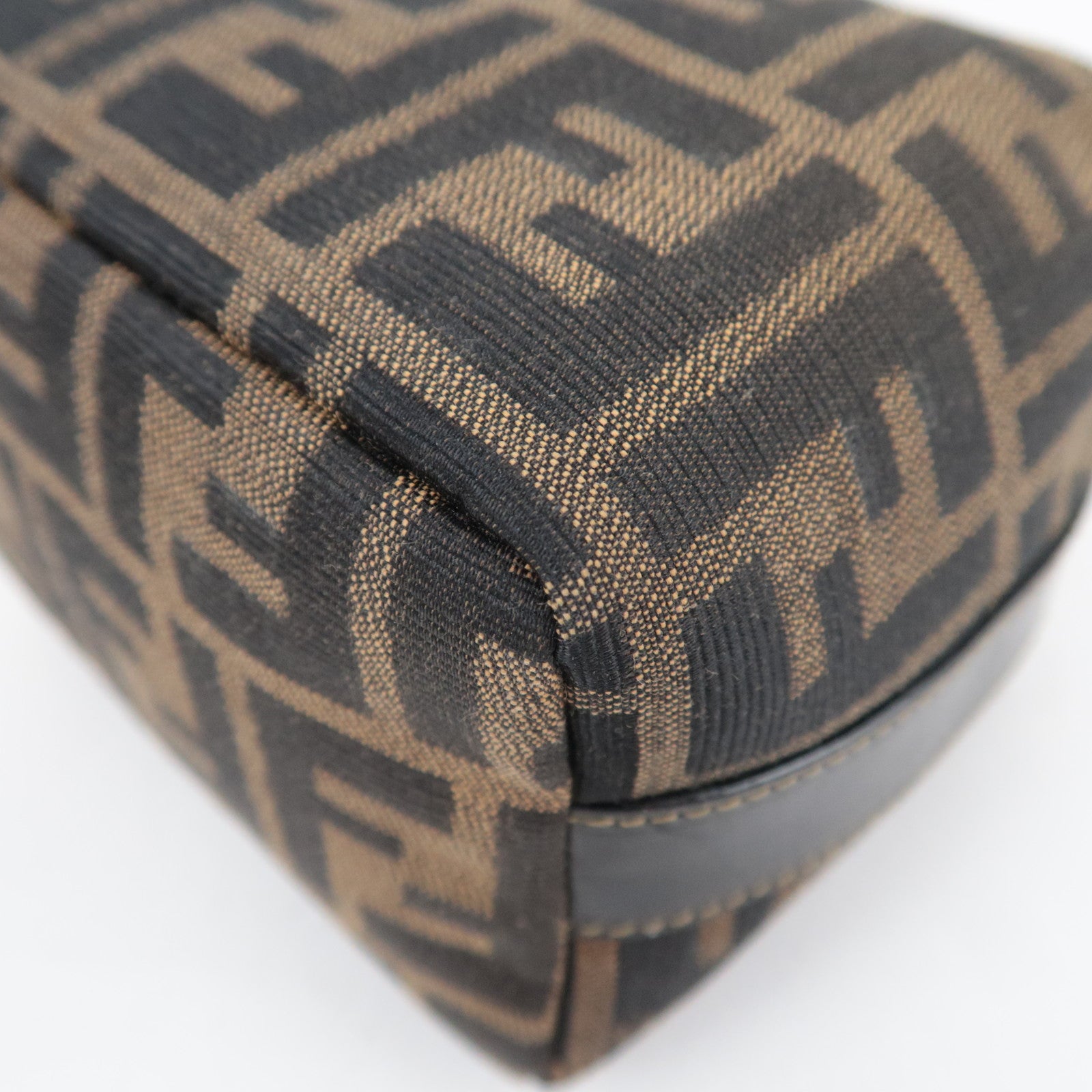 FENDI Zucca Canvas Leather Mini Handbag Brown Black 26360