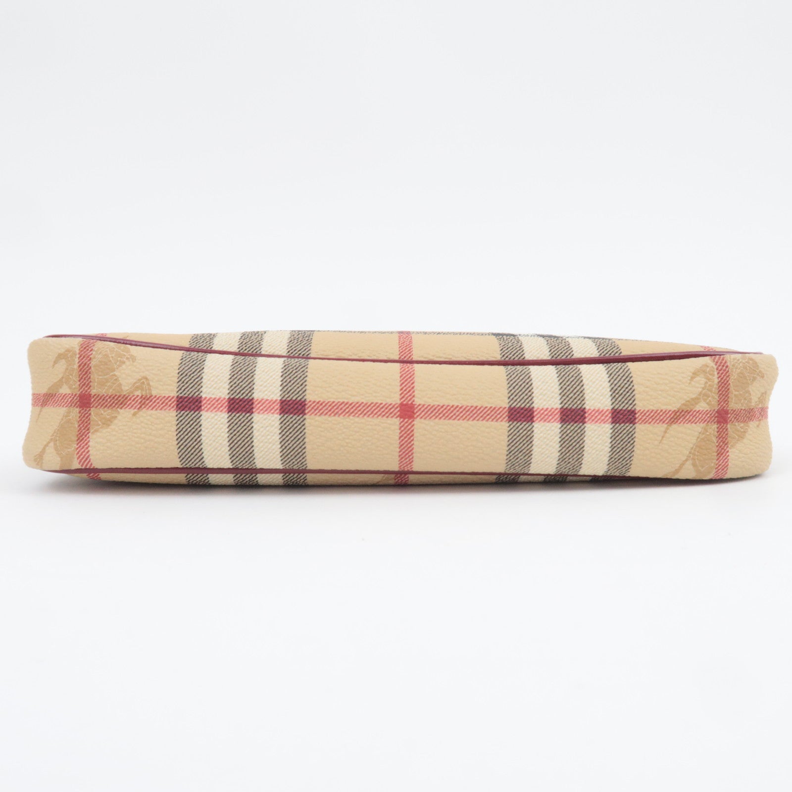 BURBERRY Nova Plaid PVC Leather Accessory Pouch Handbag Beige