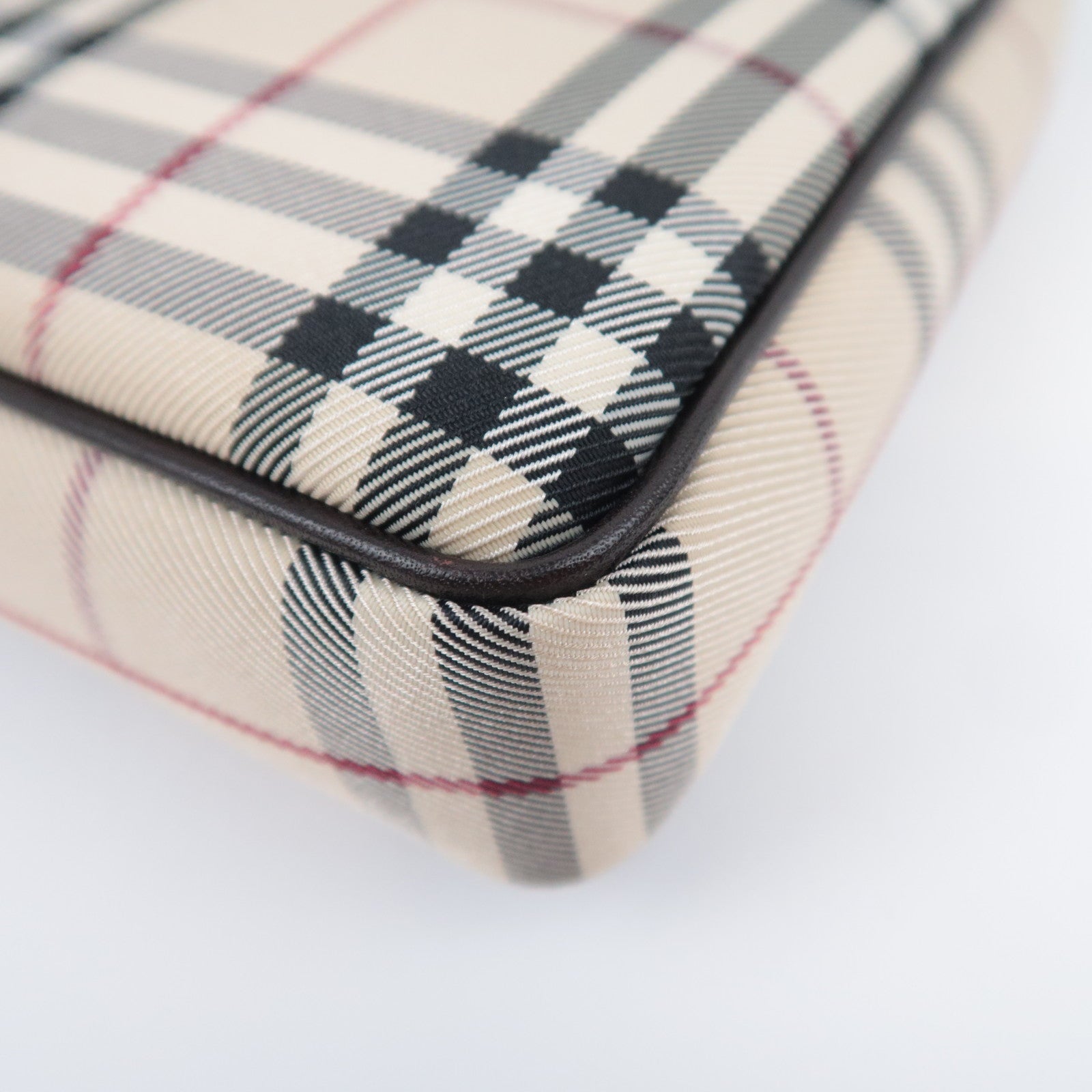 BURBERRY Nova Plaid Canvas Leather Shoulder Bag Beige