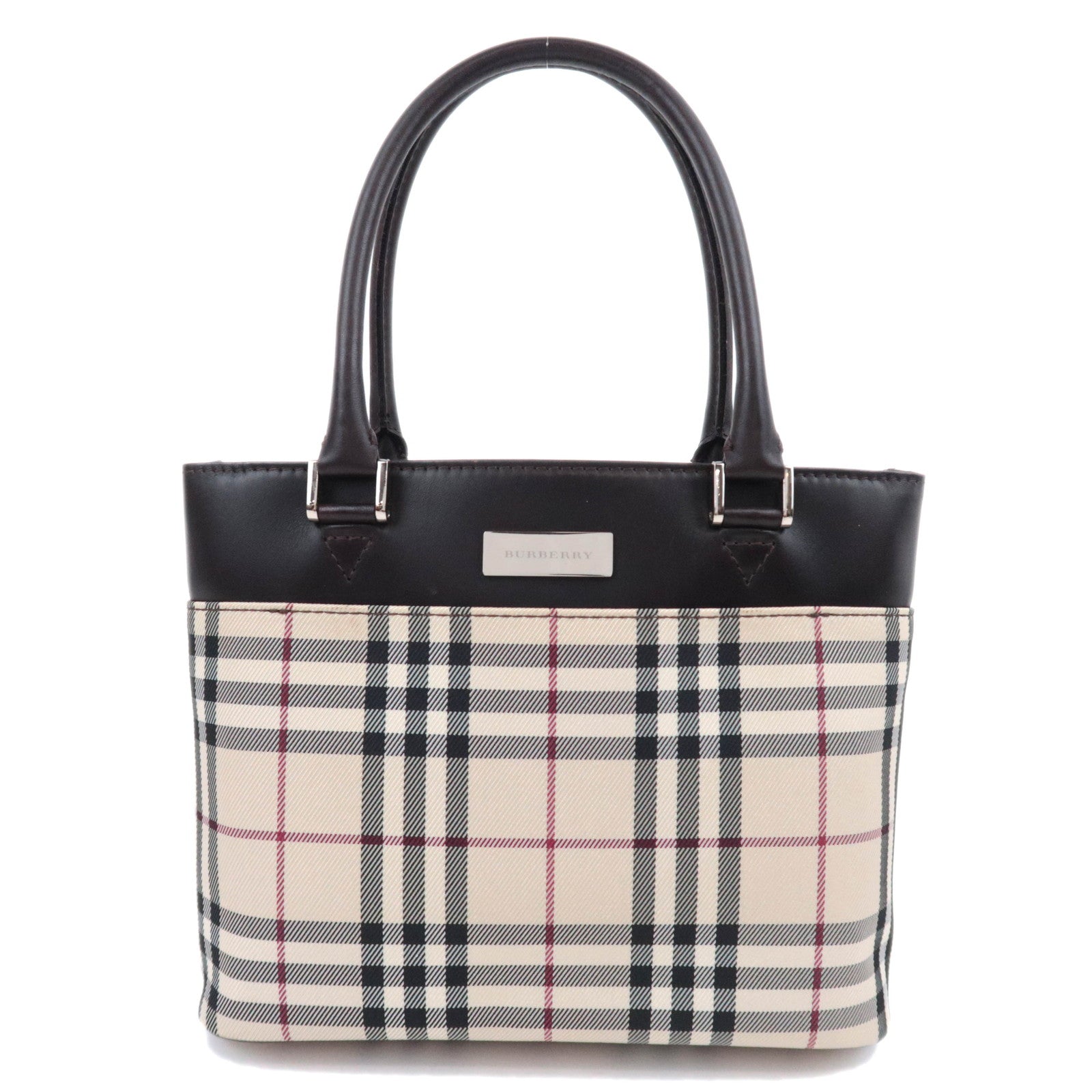 BURBERRY Nova Plaid Canvas Leather Handbag Beige91201