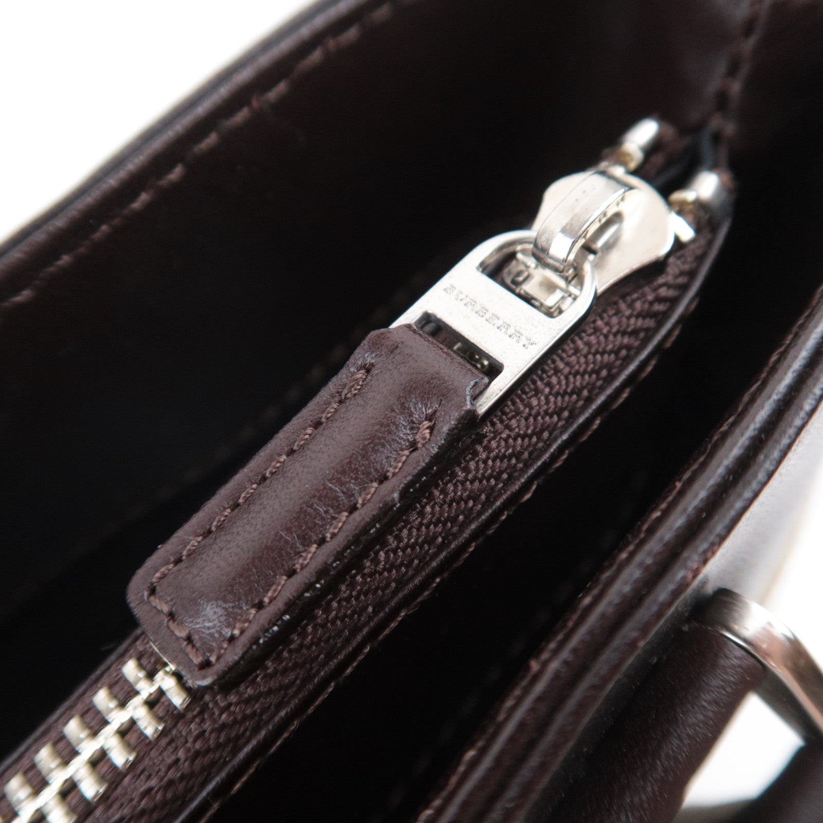 BURBERRY Nova Plaid Canvas Leather Handbag Beige