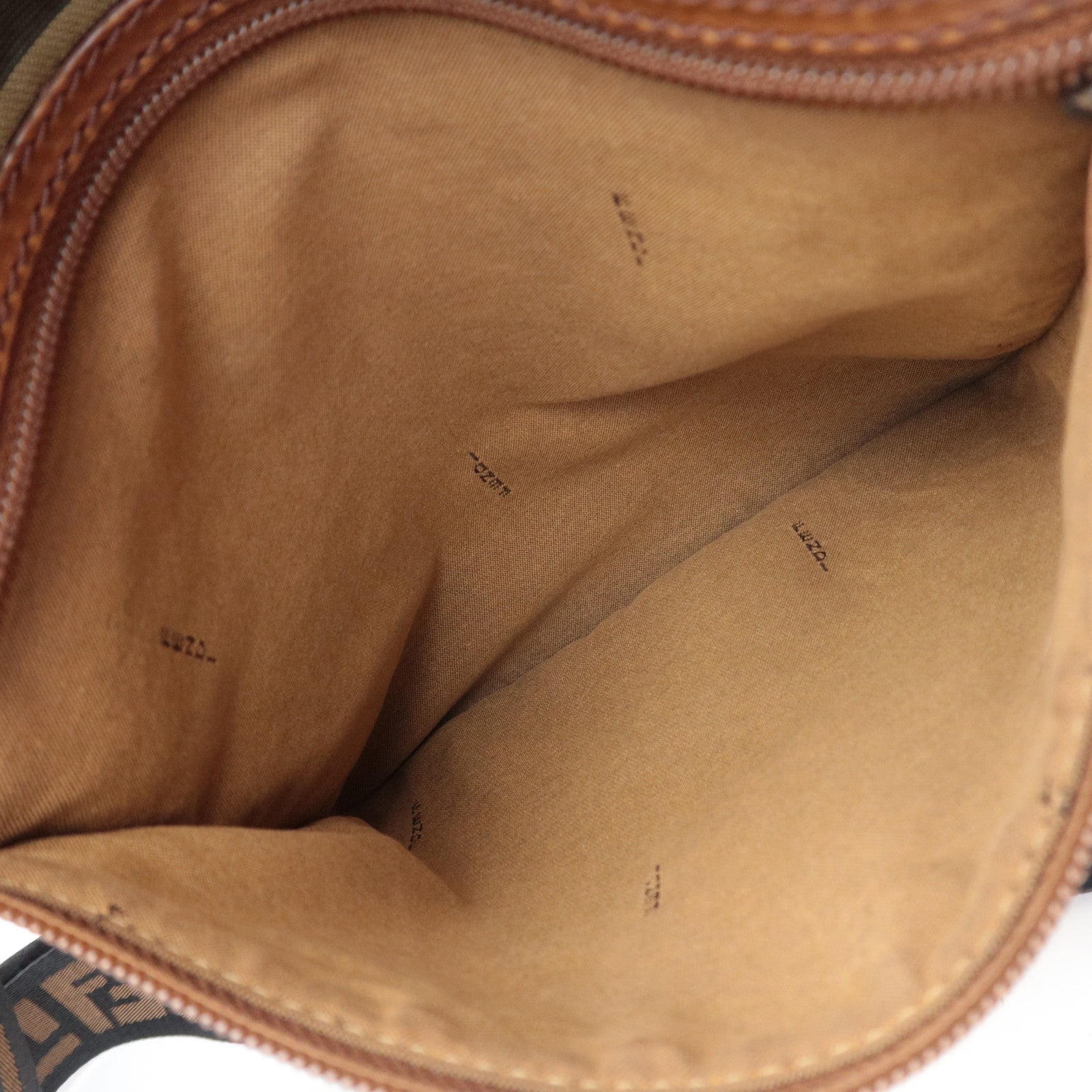 FENDI Zucca Canvas Leather Shoulder Bag Khaki Black Brown 7VA152