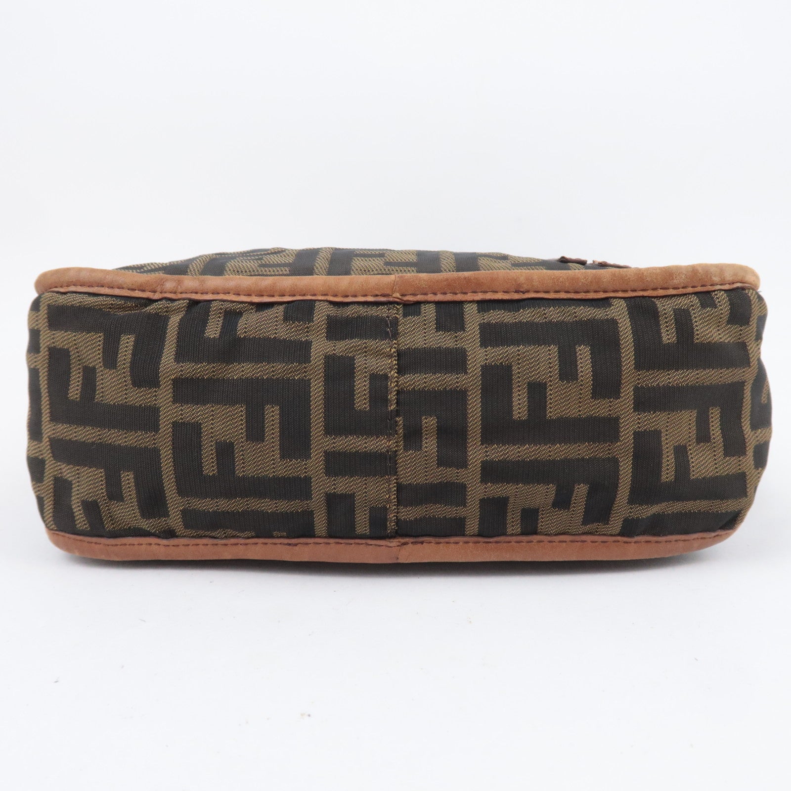 FENDI Zucca Canvas Leather Shoulder Bag Khaki Black Brown 7VA152