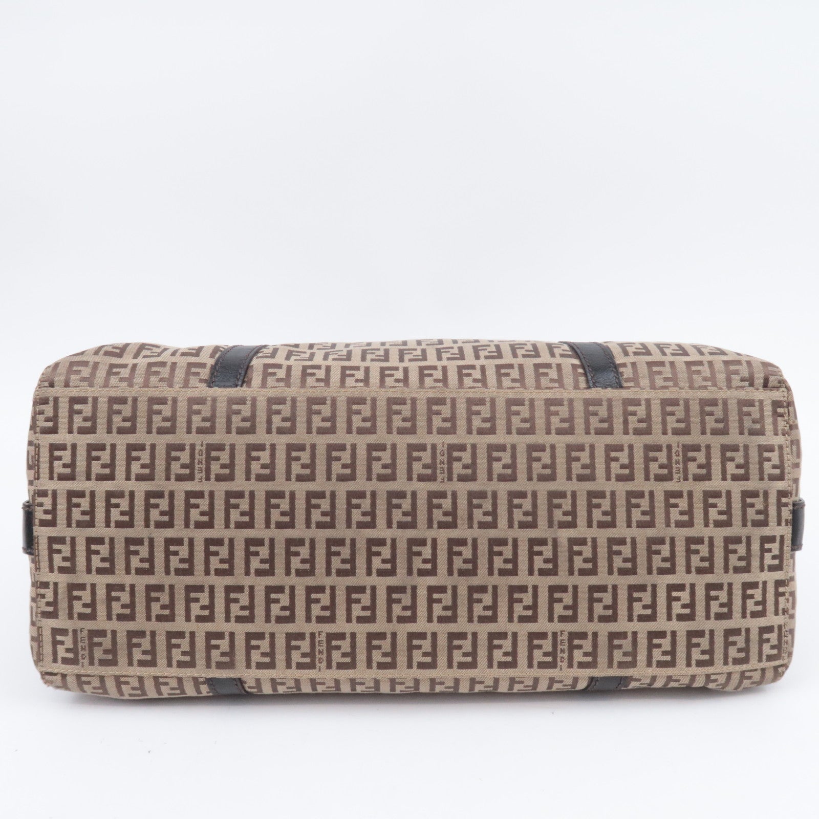 FENDI Zucchino Shoulder Bag Canvas Leather Beige 8BN003