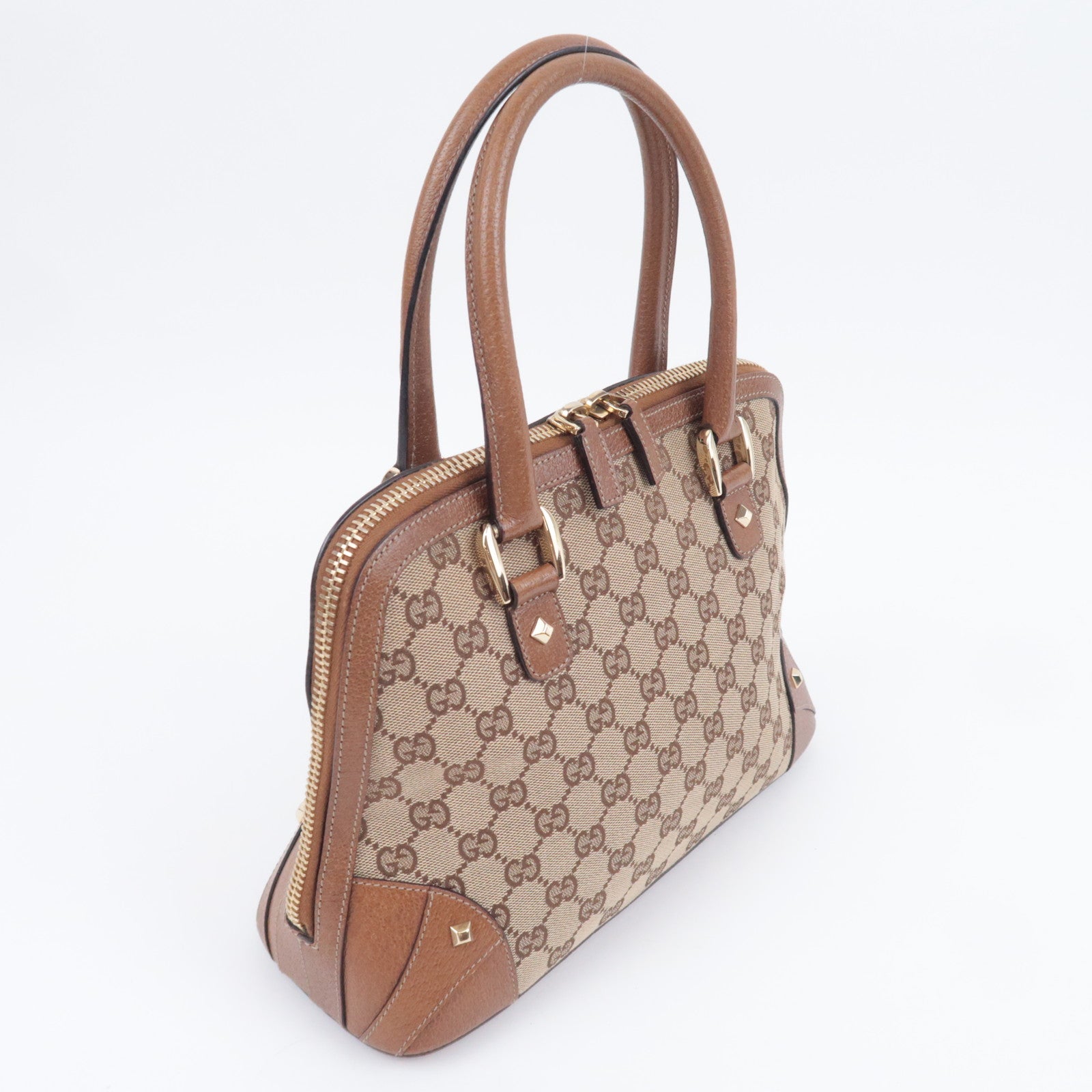 GUCCI GG Canvas Handbag Beige Brown 131023