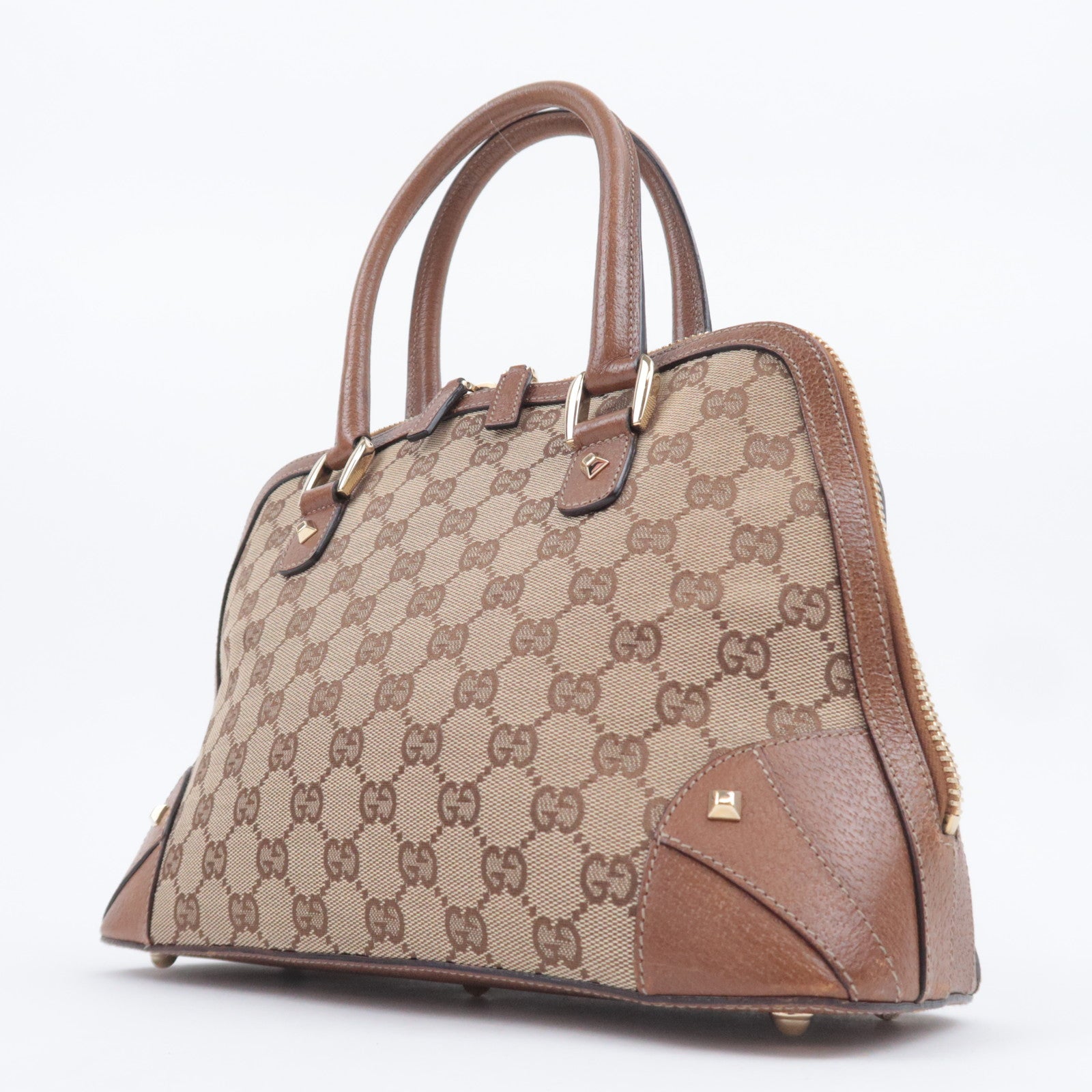 GUCCI GG Canvas Handbag Beige Brown 131023