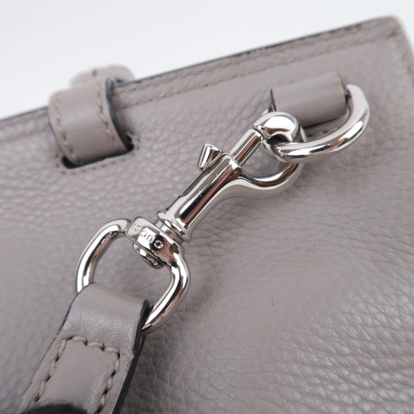 GUCCI Bamboo Daily 2Way Leather Shoulder Bag Gray 392013