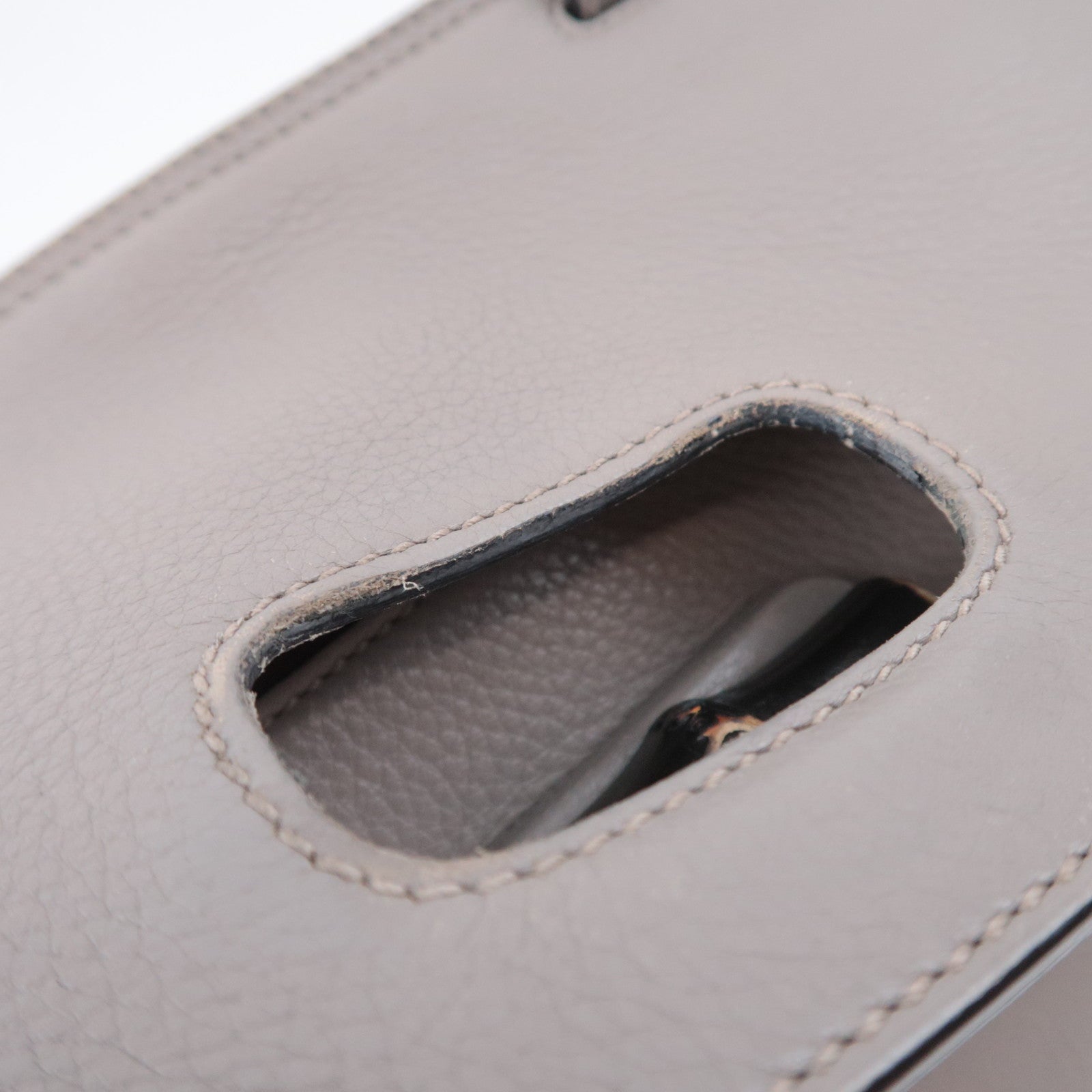 GUCCI Bamboo Daily 2Way Leather Shoulder Bag Gray 392013